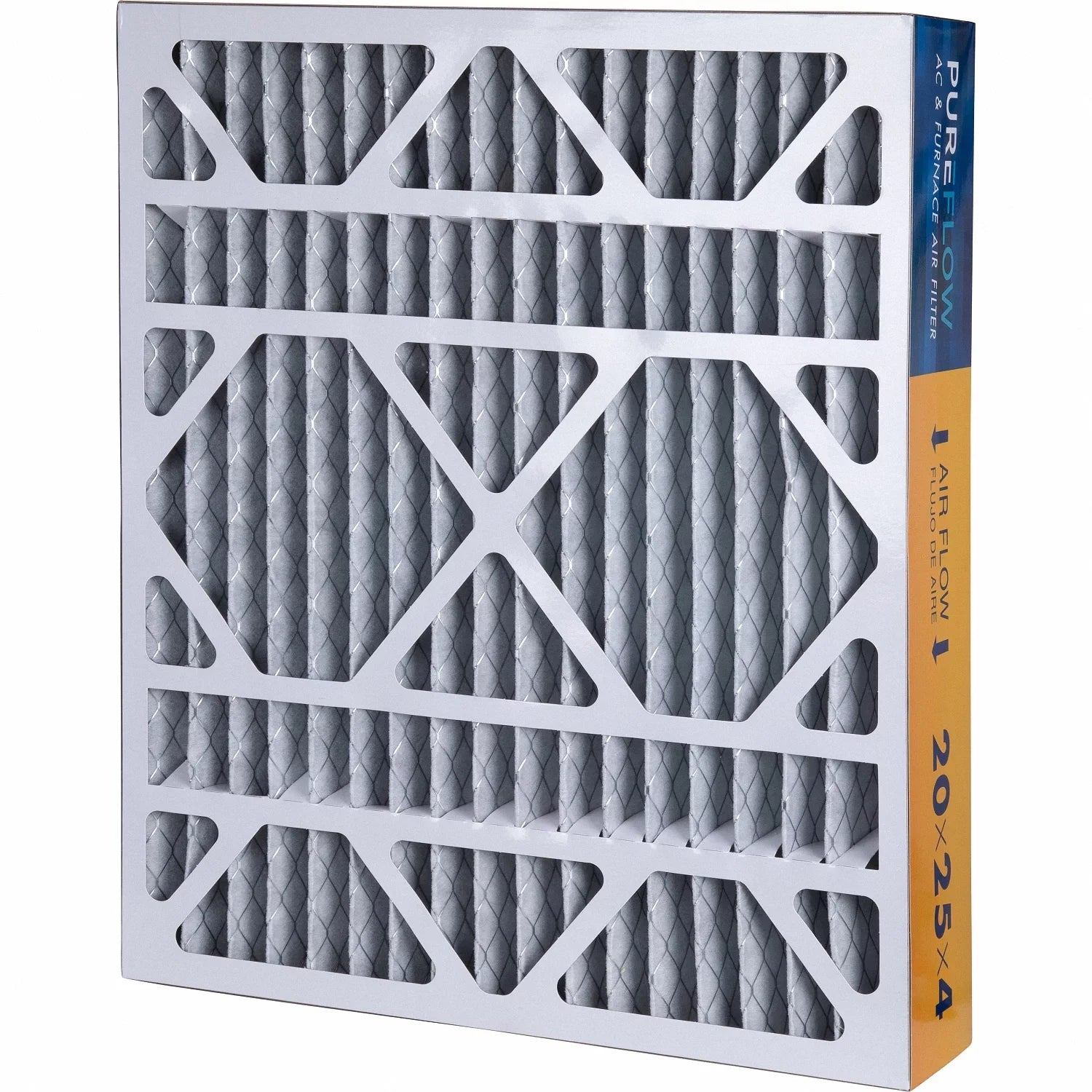 PureFlow; Home Furnace Air Filter 20x25x4; with 4 Layers of Advanced Filtration Technology; MERV-13 Pack-of-2