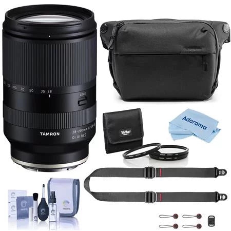 28-200mm f/2.8-5.6 Di III RXD Lens for Sony E; Bundle with ProOptic 67mm Filter Kit; Everyday Sling V2; SlideLITE Strap; Cleaning Kit; Cloth