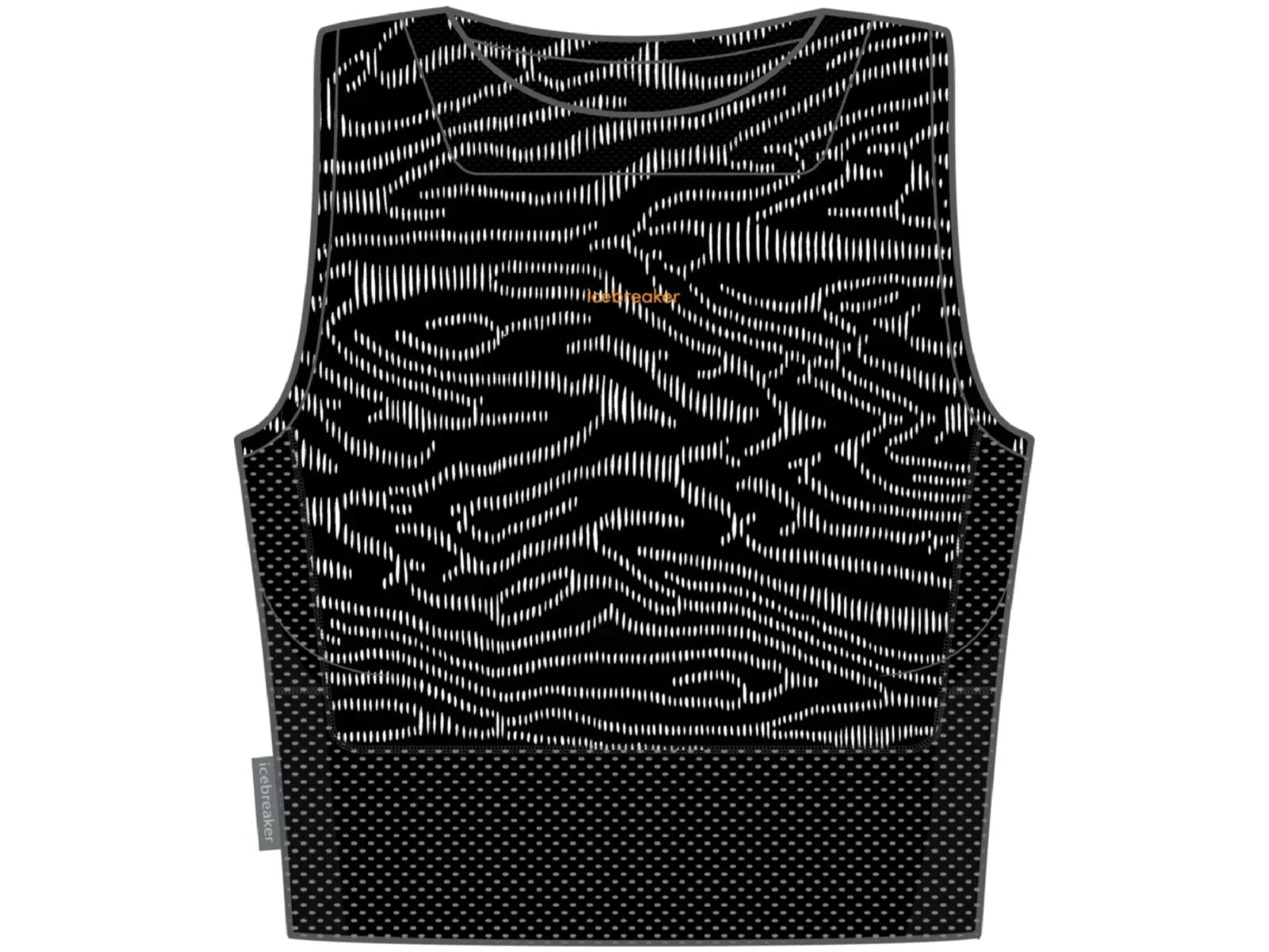 Icebreaker 125 ZoneKnit Cropped Bra-Tank Topo Lines - Women's; Black/Snow/Aop; M