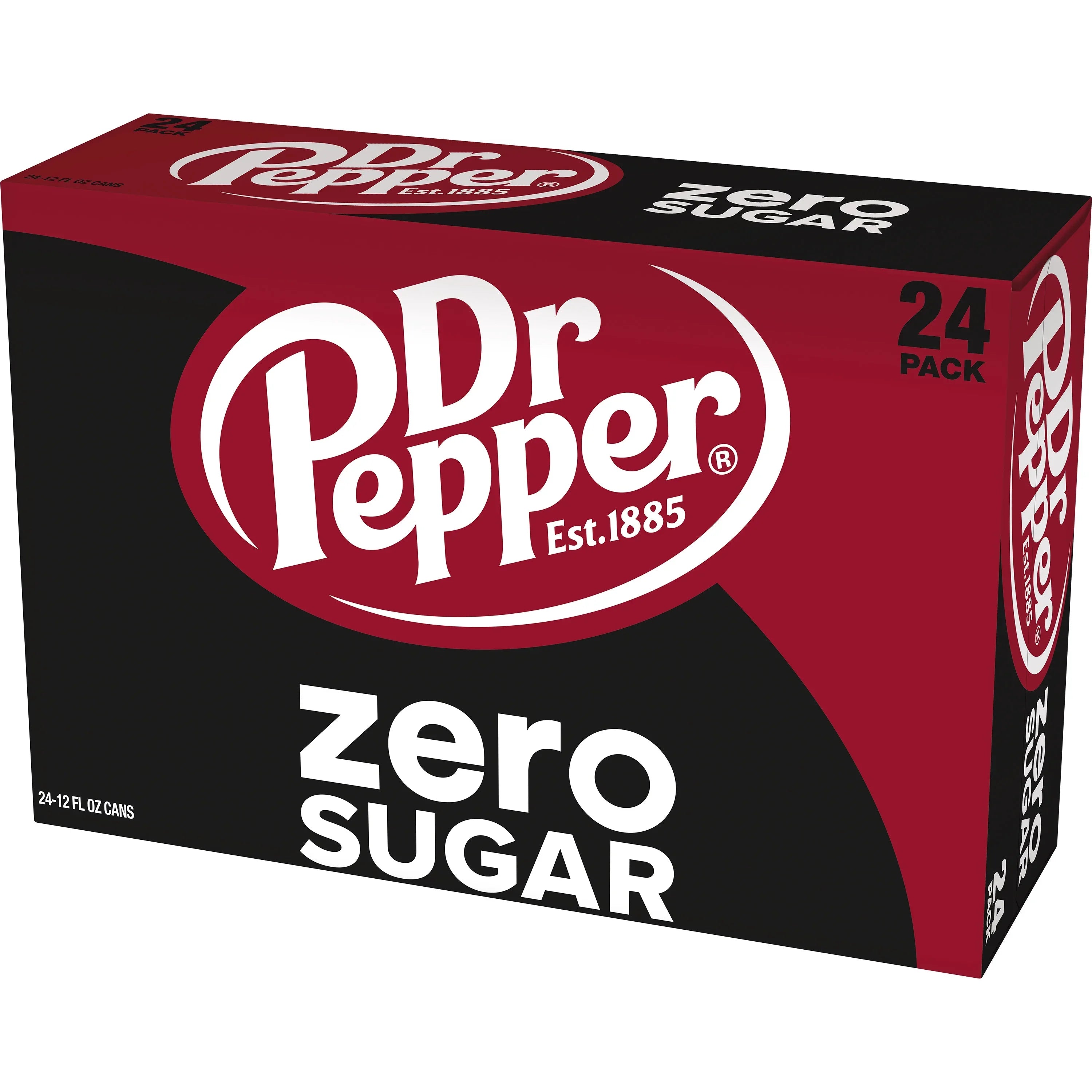 Dr Pepper Zero Sugar Soda Pop; 12 fl oz; 24 Pack Cans