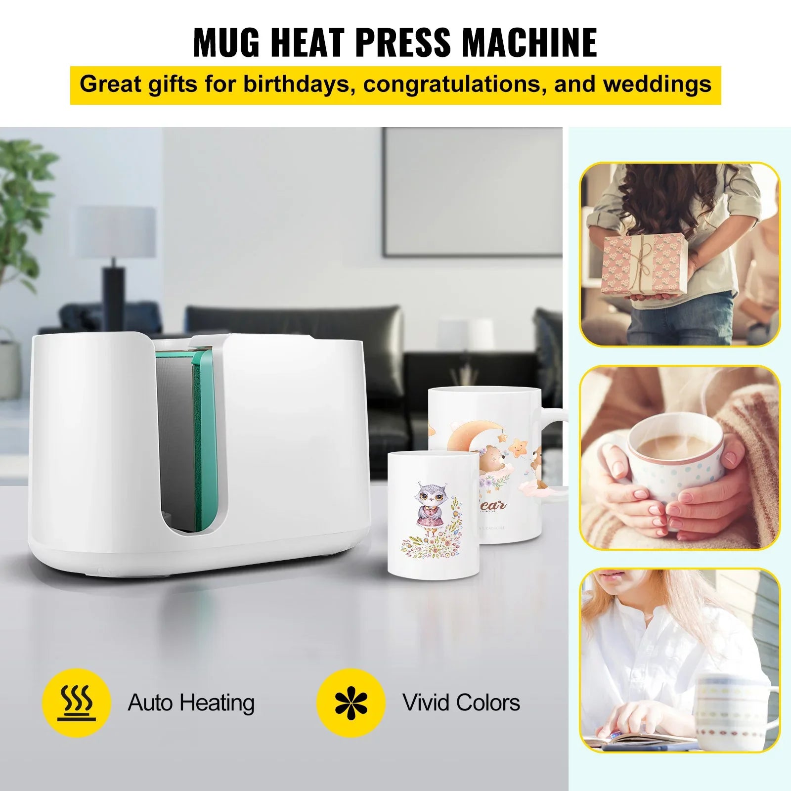 BENTISM Mug Press Device; Automatic Mug Heat Press 11-15oz; One-touch Setting; Cup Transfer Sublimation Portable Coffee Presser; Pro Easy Mug Press Device DIY Printing
