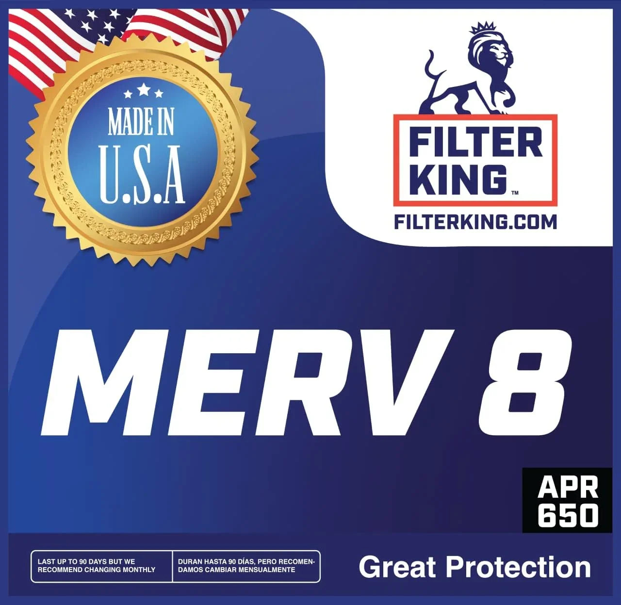 Filter King 8x31.5x1 Air Filter | 4-PACK | MERV 8 HVAC Pleated A/C Furnace Filters | MADE IN USA | Actual Size: 8 x 31.5 x .75"