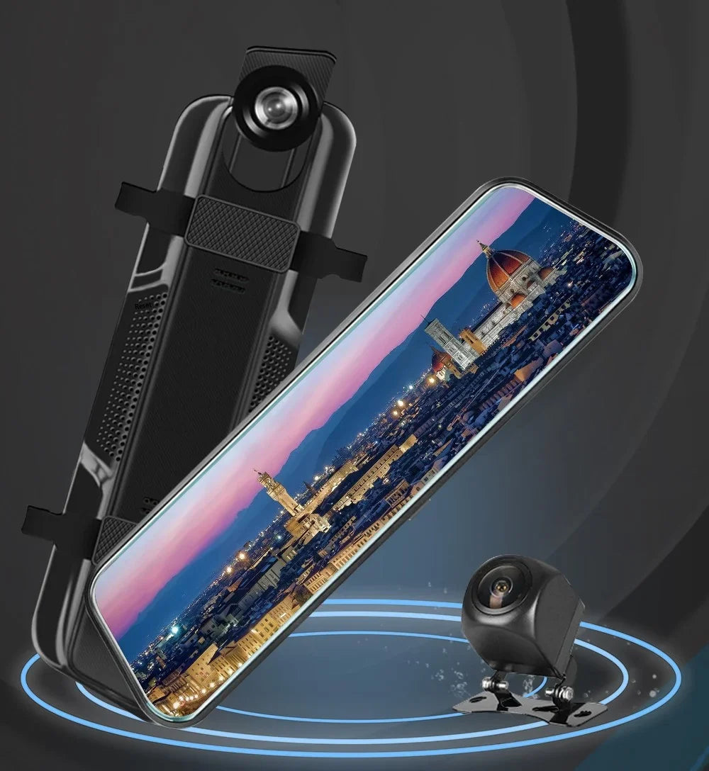 10-inch Touch Mirror Car Camera Dashcam; 1080P FHD Full Touch Screen Front and Rear View; Super Night Vision Parking Assistance; Camera for Cars Loop Recording Streaming Media 170°Wide Angle
