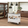 HomeStock Kitchen Cart; Stainless Steel & White