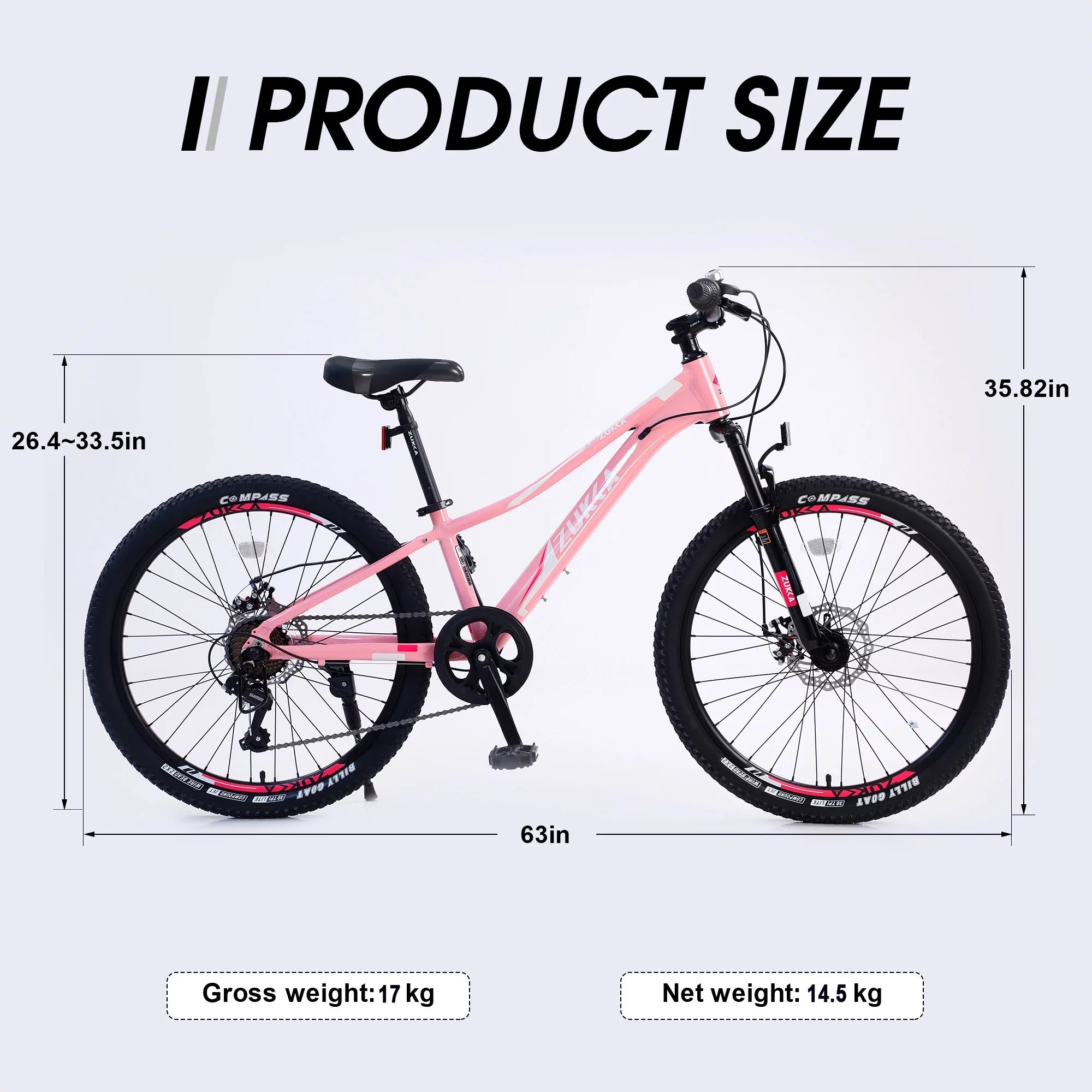 GUTALOR 24-millimeter Mountain Bike for Boys and Girls - 7-Speed; Ideal for Young Riders