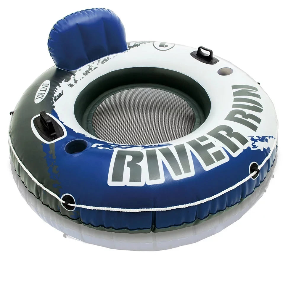 Intex River Run 1 Person Floating Tube (3 Pack) and 12 Volt Current-activated Air Pump