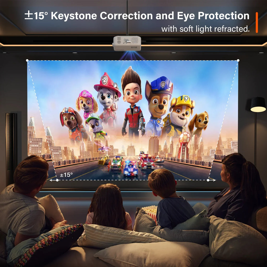 Auking 5G WIFI Bluetooth Mini Projector; 9800Lumens 1080P Full HD and 220" Display Supported movie Projector; Home Theater Projector Compatible with iOS/Android; (Tripod Included)
