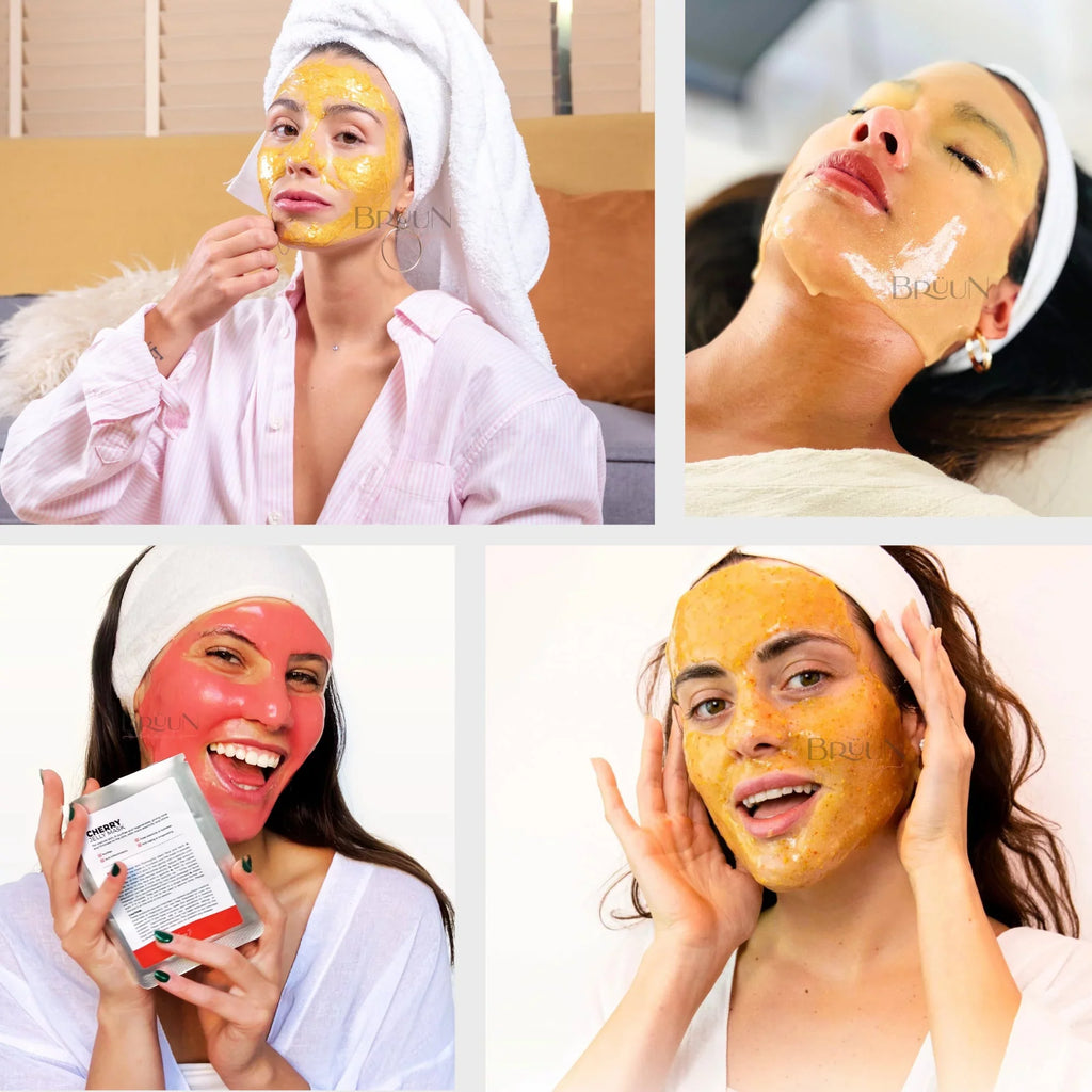 BRÜUN Peel-Off Jelly Mask Premium Modeling "Rubber Mask" Spa Set - 10 Treatments (24k Gold; Lavender; Kiwi; Peppermint; Egyptian Rose; Matcha; Chamomile; Tea tree; Jazmine)