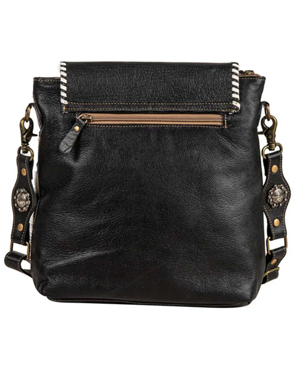 Myra Bag Women's Spirit Of The Herd Hand Tooled Crossbody Black One Size