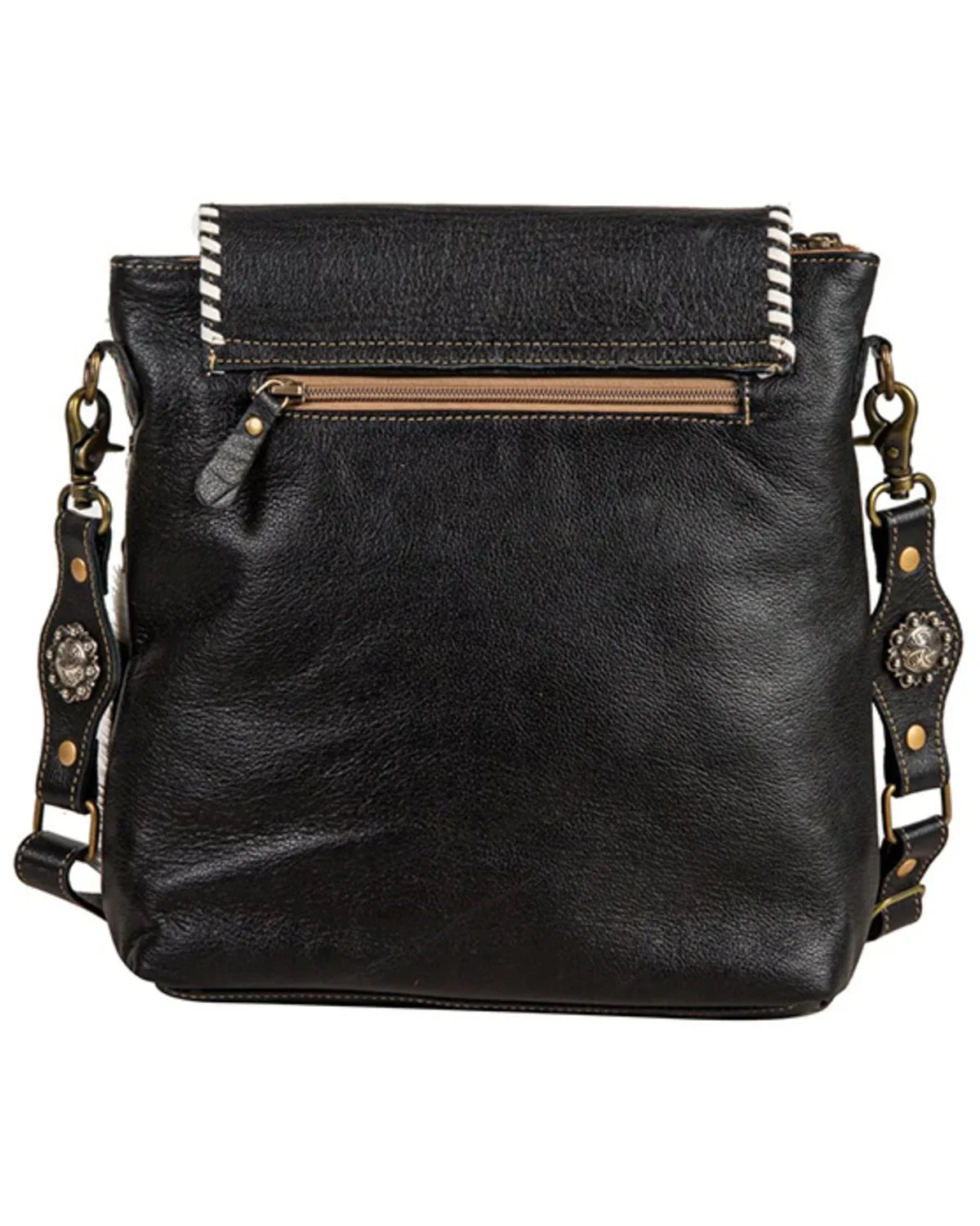 Myra Bag Women's Spirit Of The Herd Hand Tooled Crossbody Black One Size
