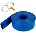 VEVOR Discharge Hose; 1-12" x 105'; Fabric Lay Flat Hose; Heavy Duty Backwash Drain Hose with Clamps; Weather-proof & Burst-proof; Ideal for Swimming Pool & Transfer; Blue