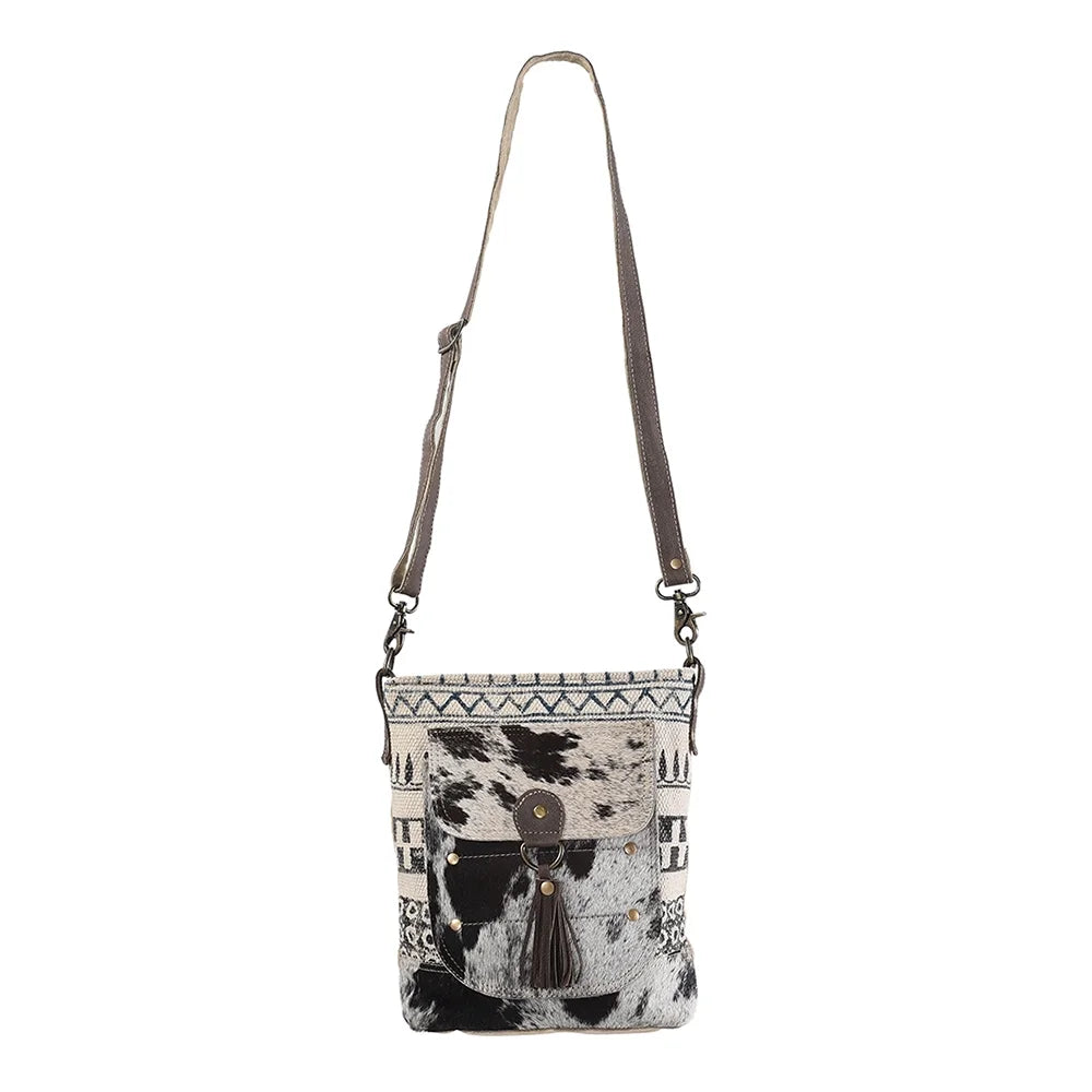 KB OHLAY MESSENGER Upcycled Wool Upcycled Canvas Hair-on Genuine Leather women bag western handbag purse