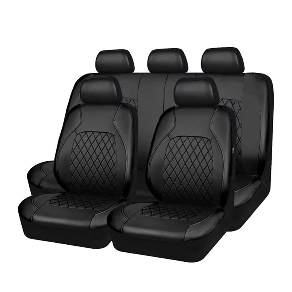Andoe 9 Pcs Car Seat Cover; 5 Seats PU Leather Universal Seat Cover Full Set Auto Interior Accessories for Auto Trucks Van SUV