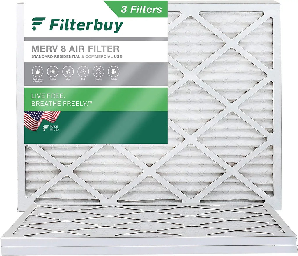 Filterbuy 16x21.5x1 MERV 8 Pleated HVAC AC Furnace Air Filters (3-Pack)