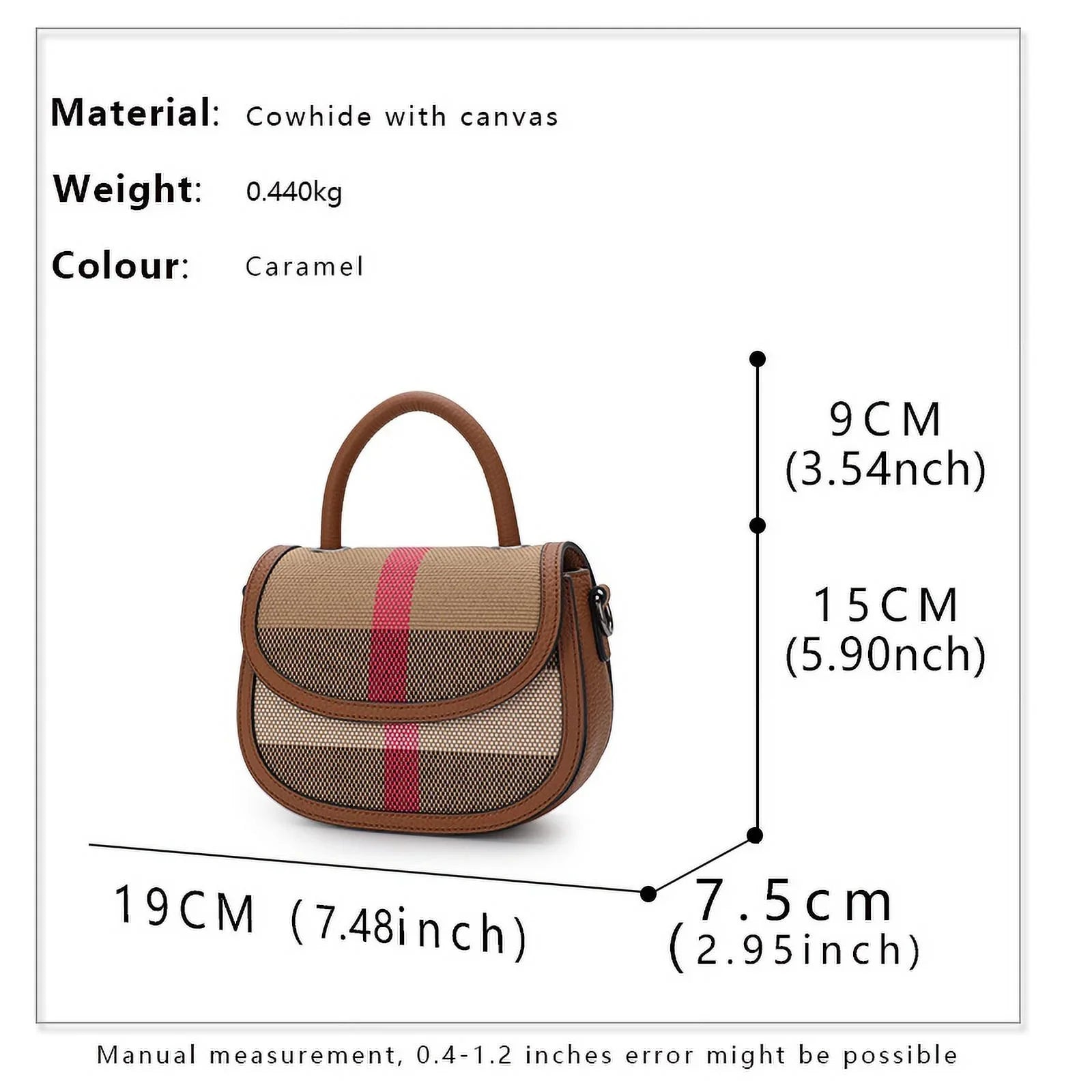 Aidrani New Women's One Shoulder Crossbody Bag Canvas with Cowhide Saddle Bag
