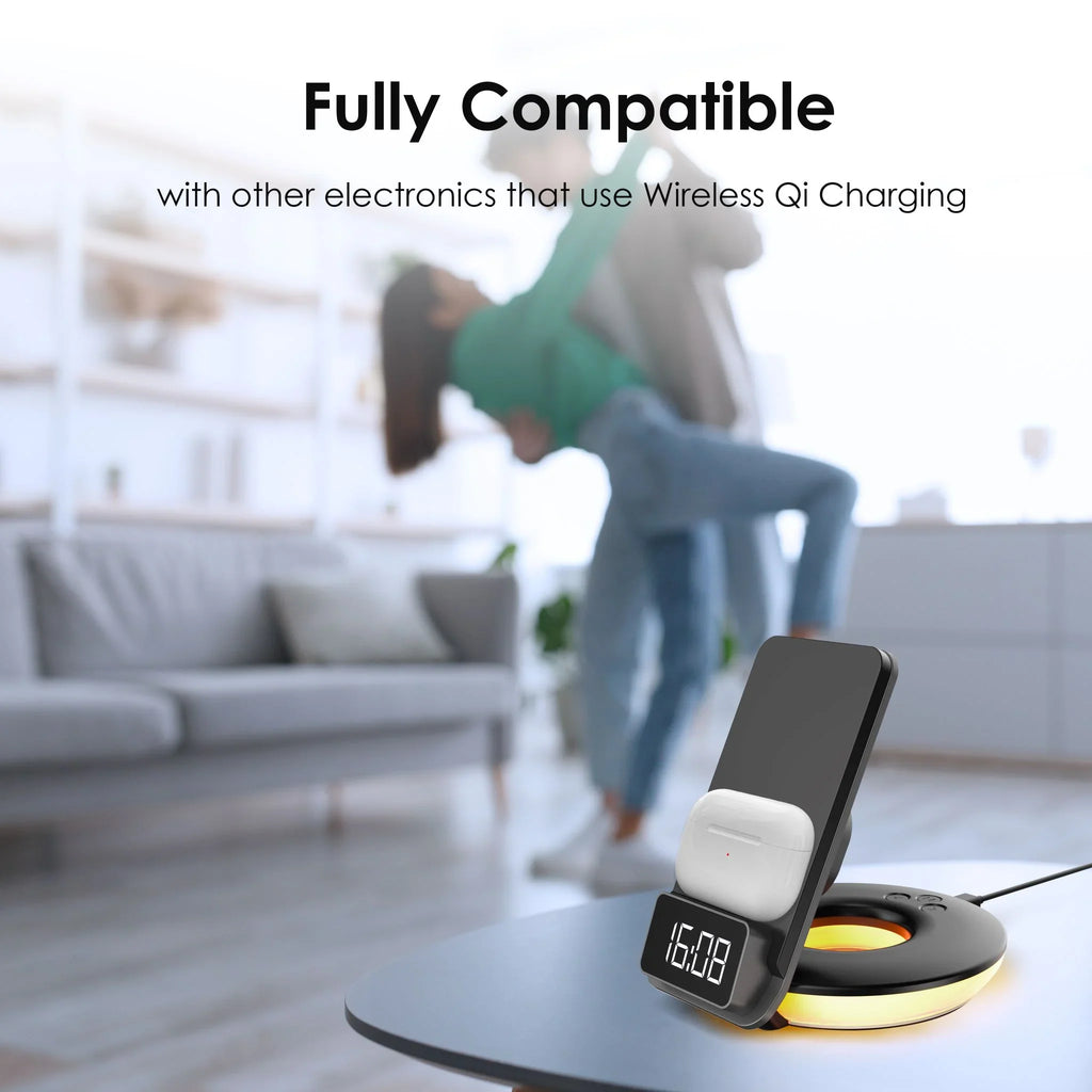 Rexing RS7 3-in-1 Wireless Charging Station; Touch Control; Table-Desk Lamps - Black