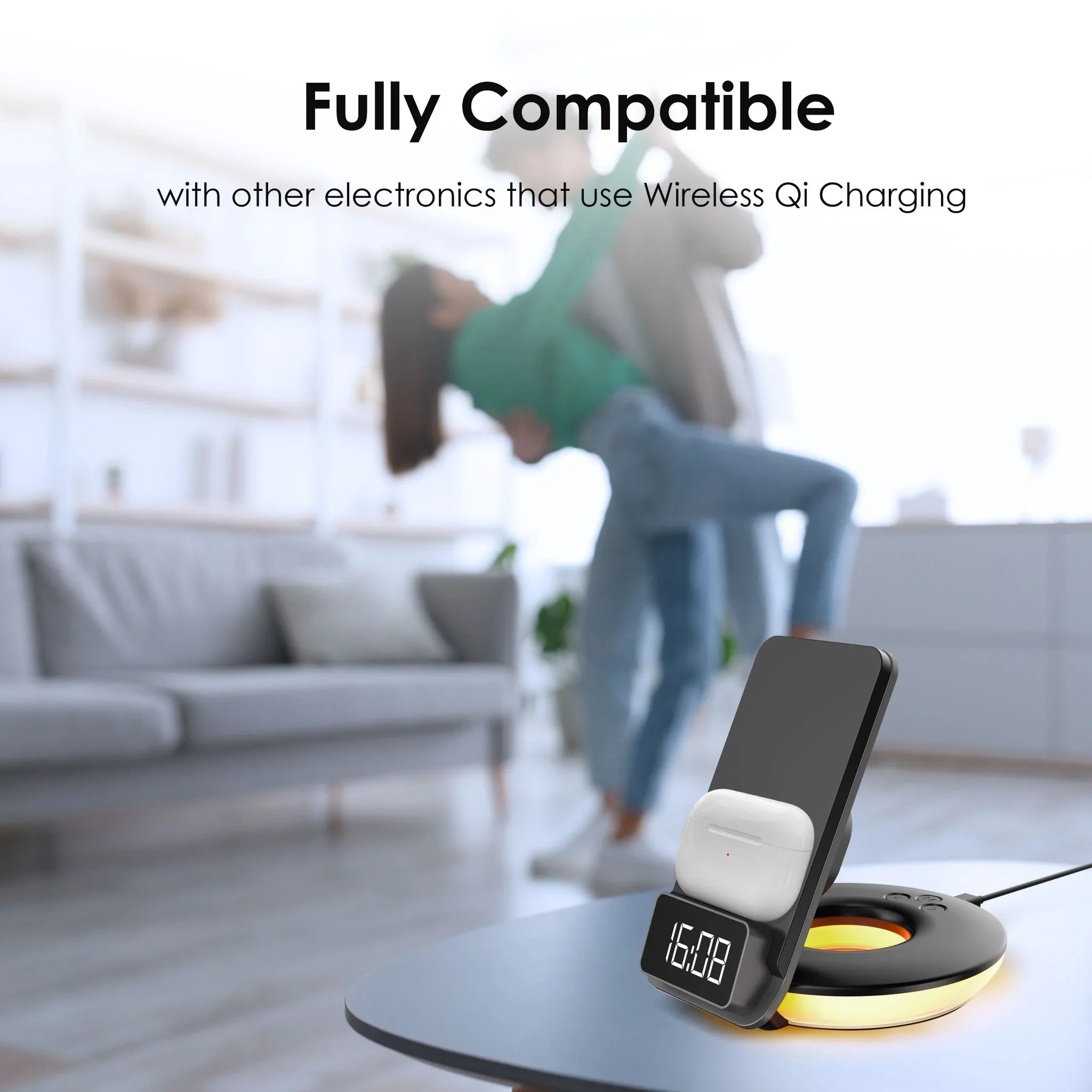 Rexing RS7 3-in-1 Wireless Charging Station; Touch Control; Table-Desk Lamps - Black