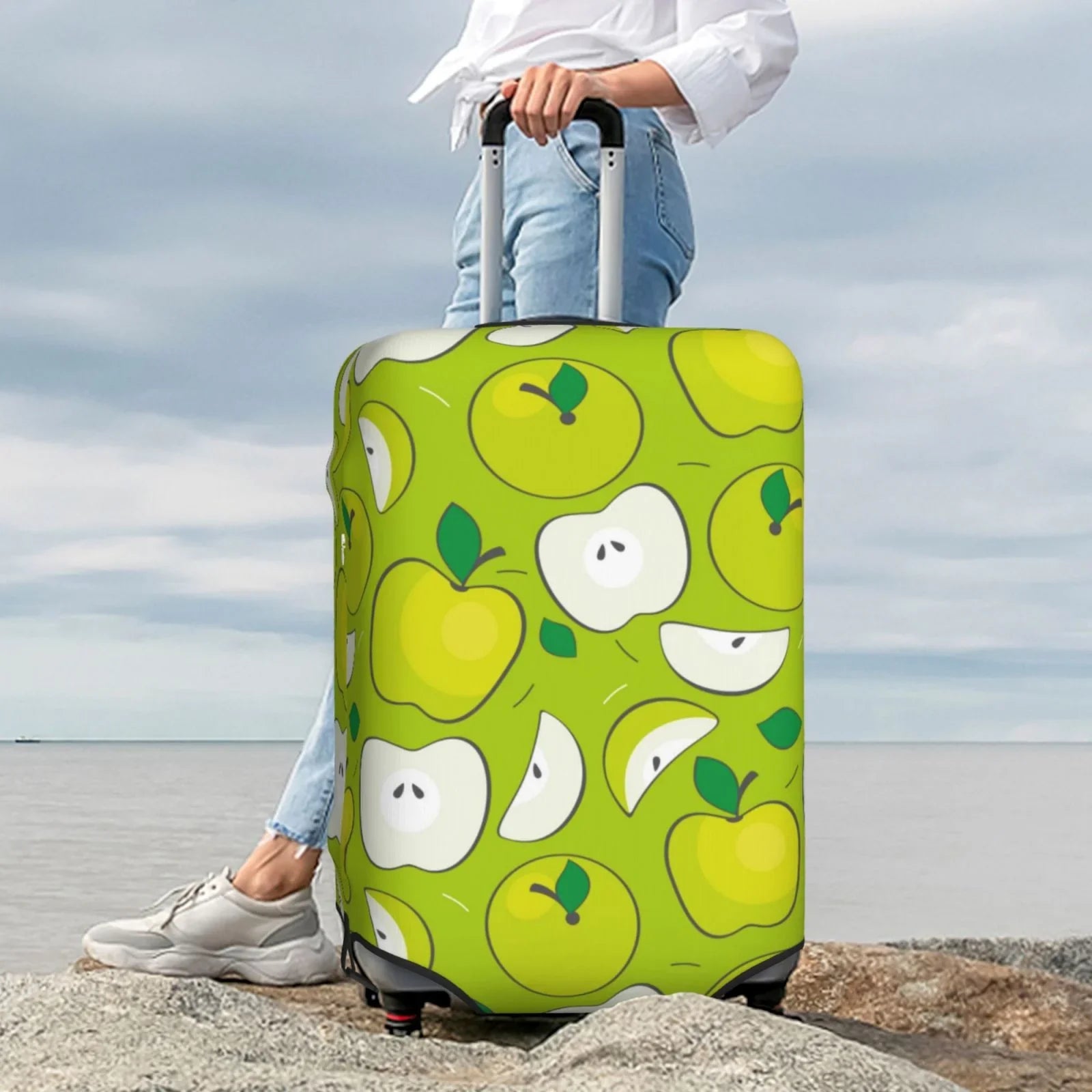 Junzan Green Apple Print Washable Luggage Cover - Fashion Suitcase Protector Fits 18-32 cm Luggage