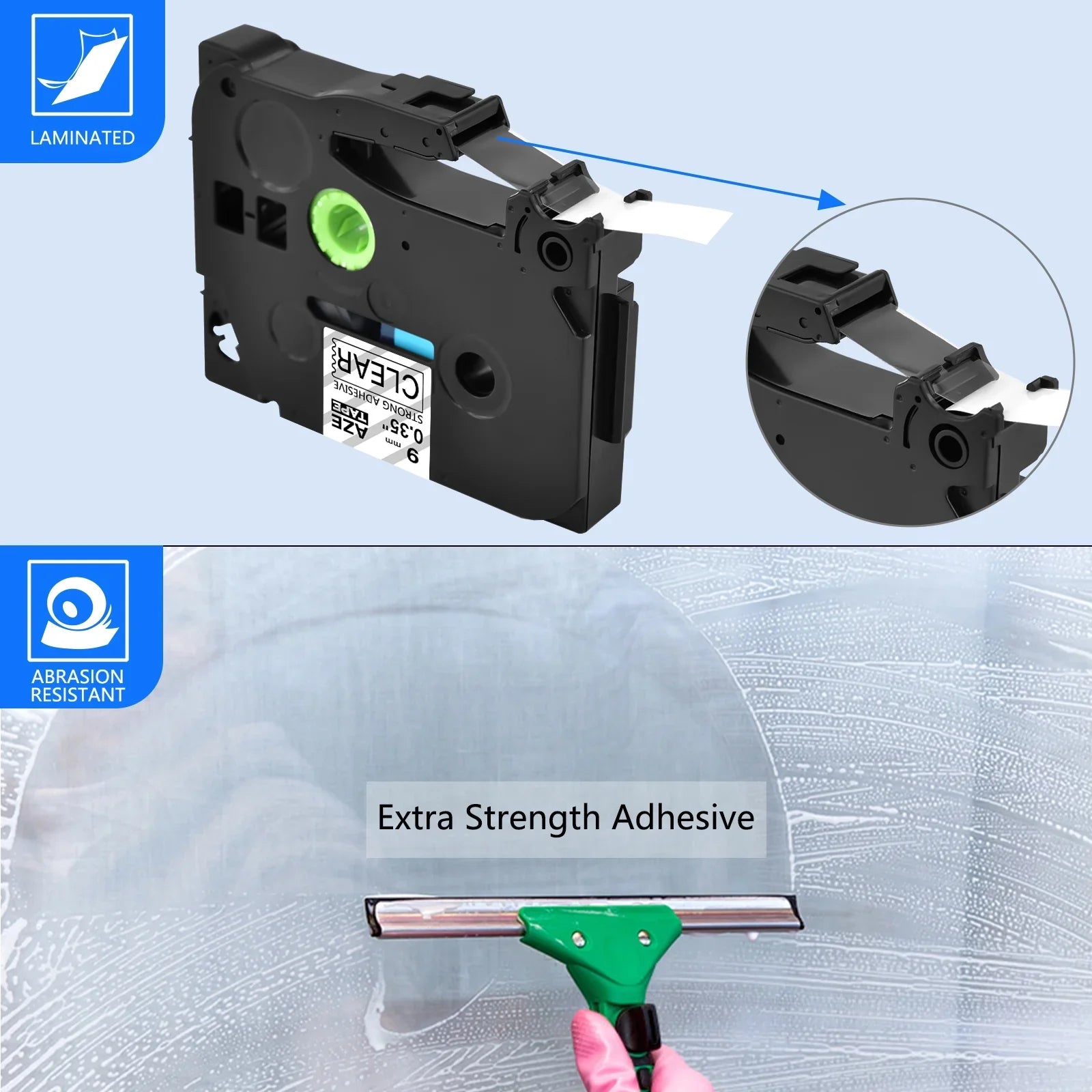 GREENCYCLE 8 Pack Compatible for Brother TZe-S121 TZ-S121 TZ-121 TZe-121 Tape 9mm 0.35'' Laminated Black on Clear Extra Strength Label Tapes use in P-Touch PT-D210 D400 D600 Label Maker 26.2ft 8m