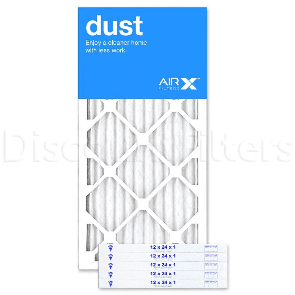 AIRx Filters 12x24x1 Air Filter MERV 8 Pleated HVAC AC Furnace Air Filter; Dust 6-Pack; Made in the USA