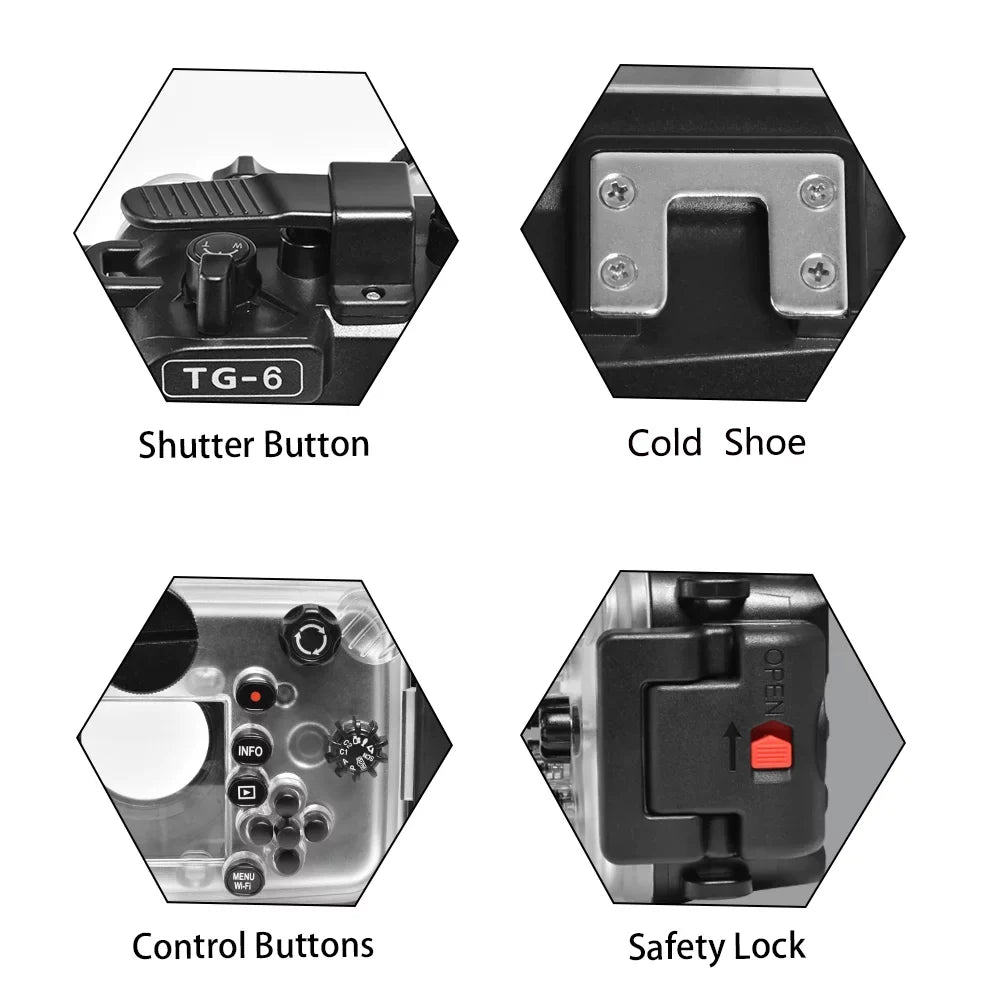 Sea frogs Underwater Camera Housing; Liquidproof Diving Case for Olympus TG-6; 60m/195ft Protection