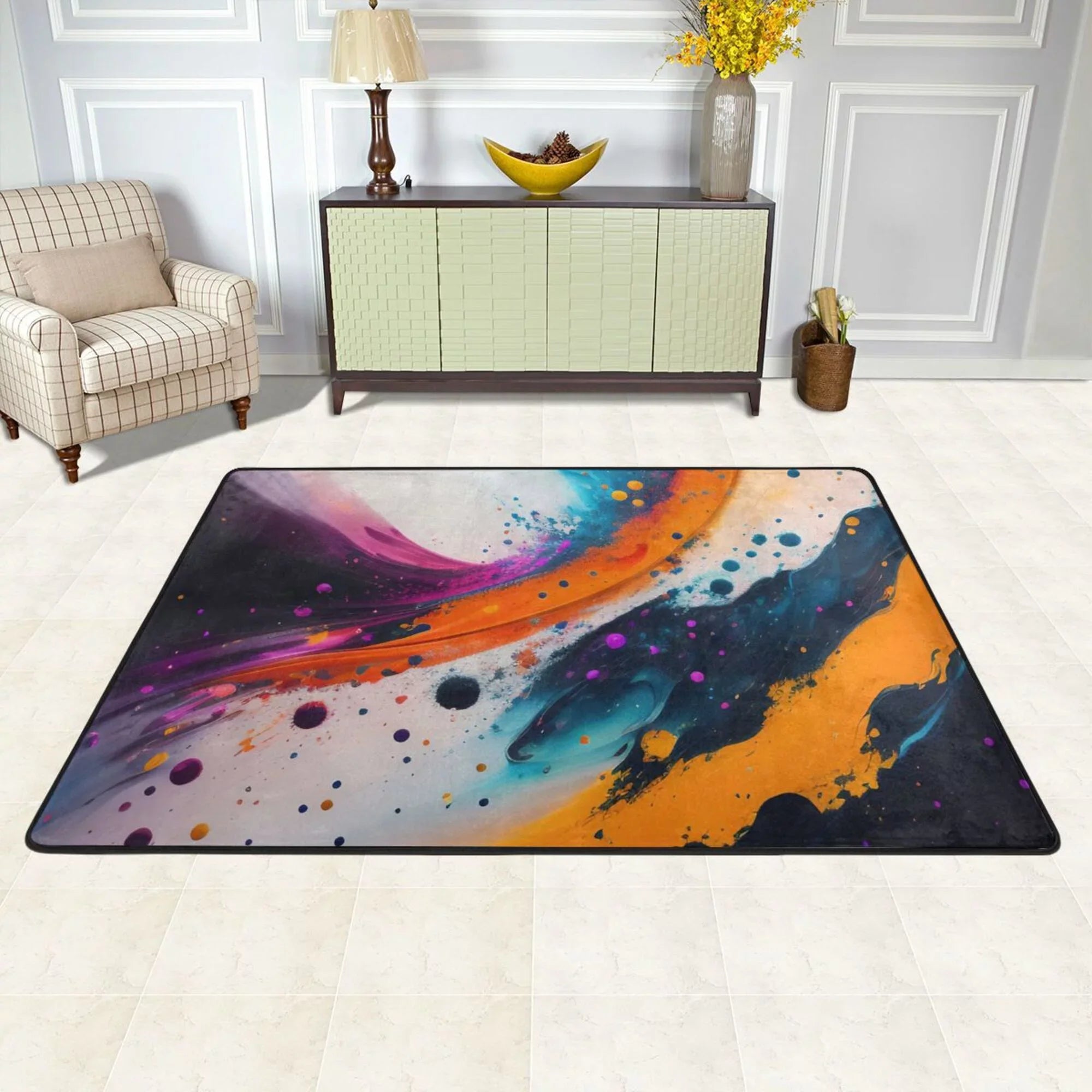 XMXY Fractal Blaze Texture Area Rugs Doormat Outdoor Entrance ; Facecloth Non-slip Floor Mat Rug for Living Room Kitchen Sink Area Indoor 36"x24"