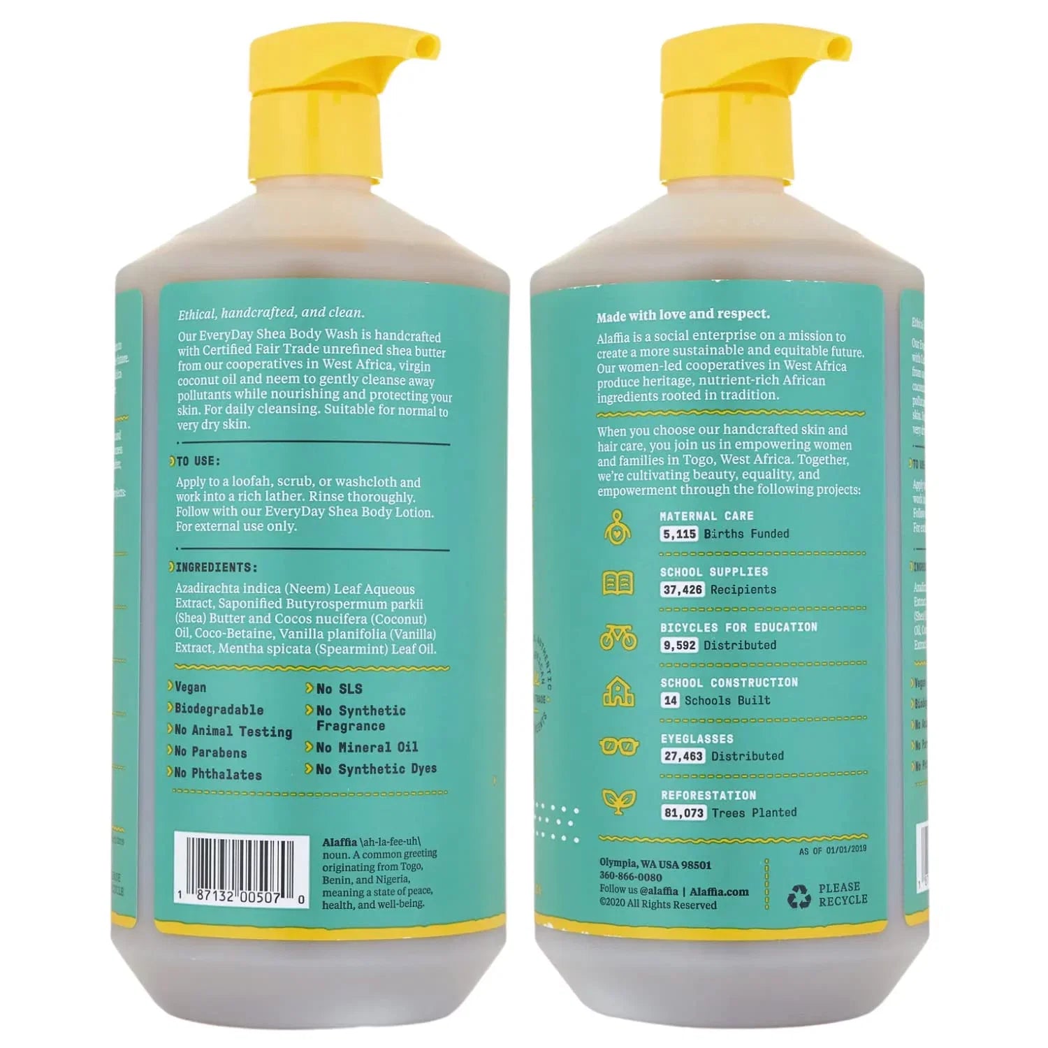 Alaffia Everyday Shea Body Wash - Naturally Helps Moisturize And Cleanse Without Stripping Natural Oils With Shea Butter; Neem; And Coconut Oil; Fair Trade Vanilla Mint; 32 Fl Oz.