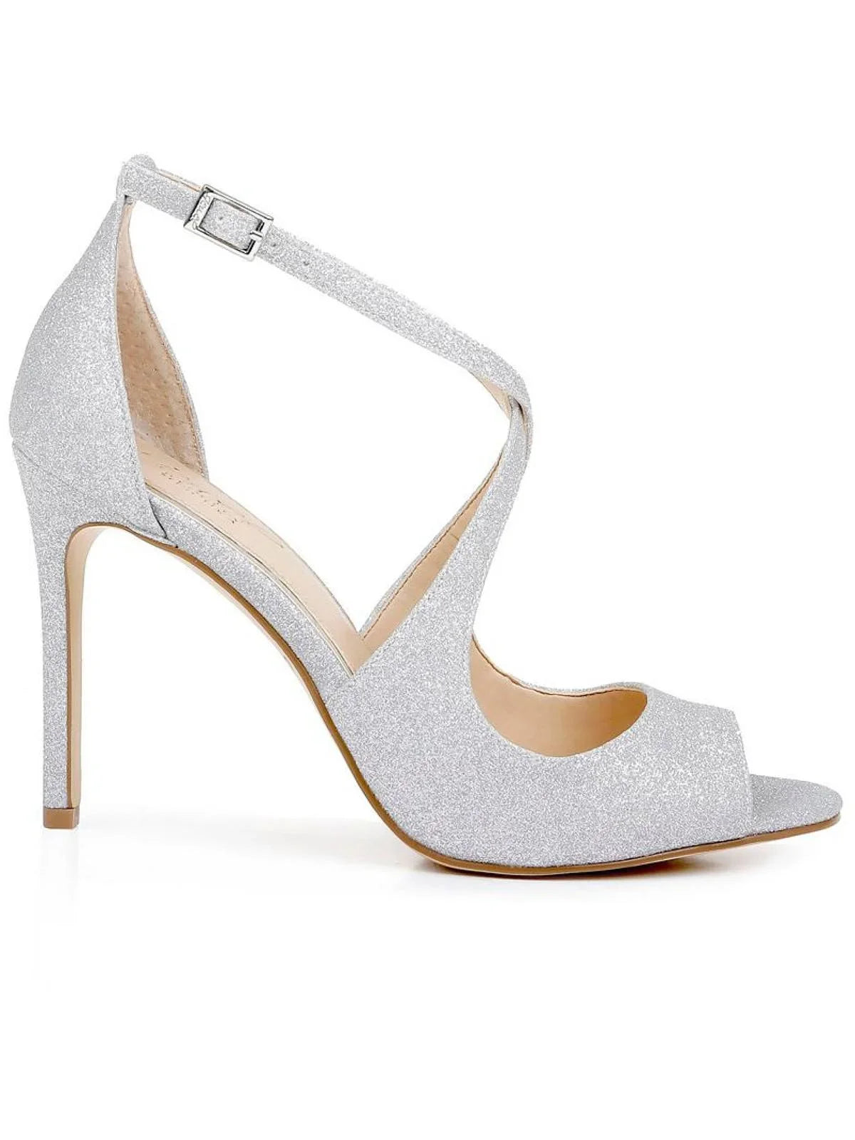 Jewel Badgley Mischka Womens Jonna Glitter Ankle strap D'Orsay Heels