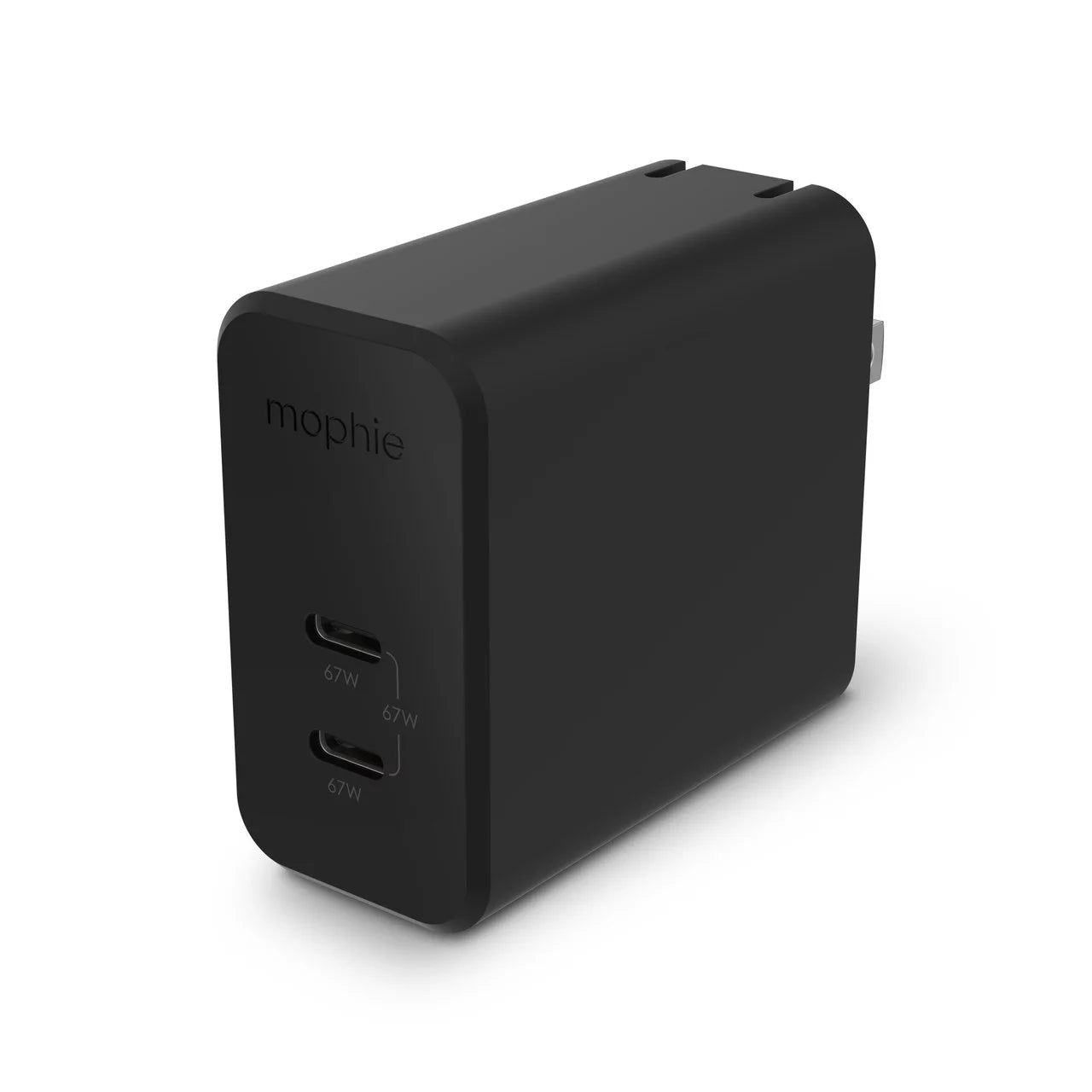 mophie USB C Charger GaN 67W; 3-Port Fast Compact Foldable Wall Charger for MacBook Pro/Air; iPad Pro; Galaxy S22/S21; HP Spectre; Note20/10+; iPhone 14/13/12 Pro; Pixel; and More - Black
