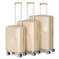 Hikolayae Oriental Collection Hardside Spinner Luggage Sets in Champagne; 3 Piece - TSA Lock