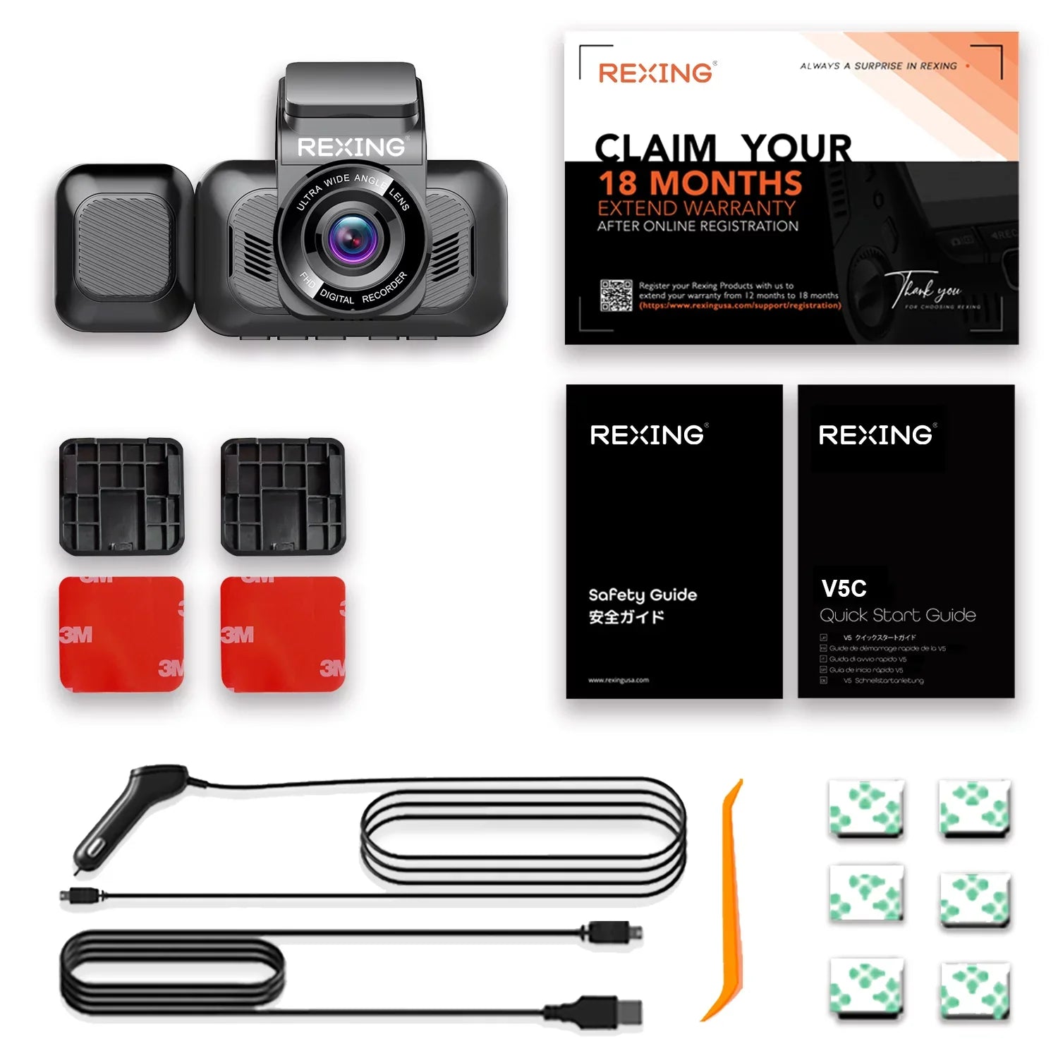 V5C Dash Cam Front 4K & 1080p Cabin Camera w/ Modular Capabilities; Wi-Fi; and GPS