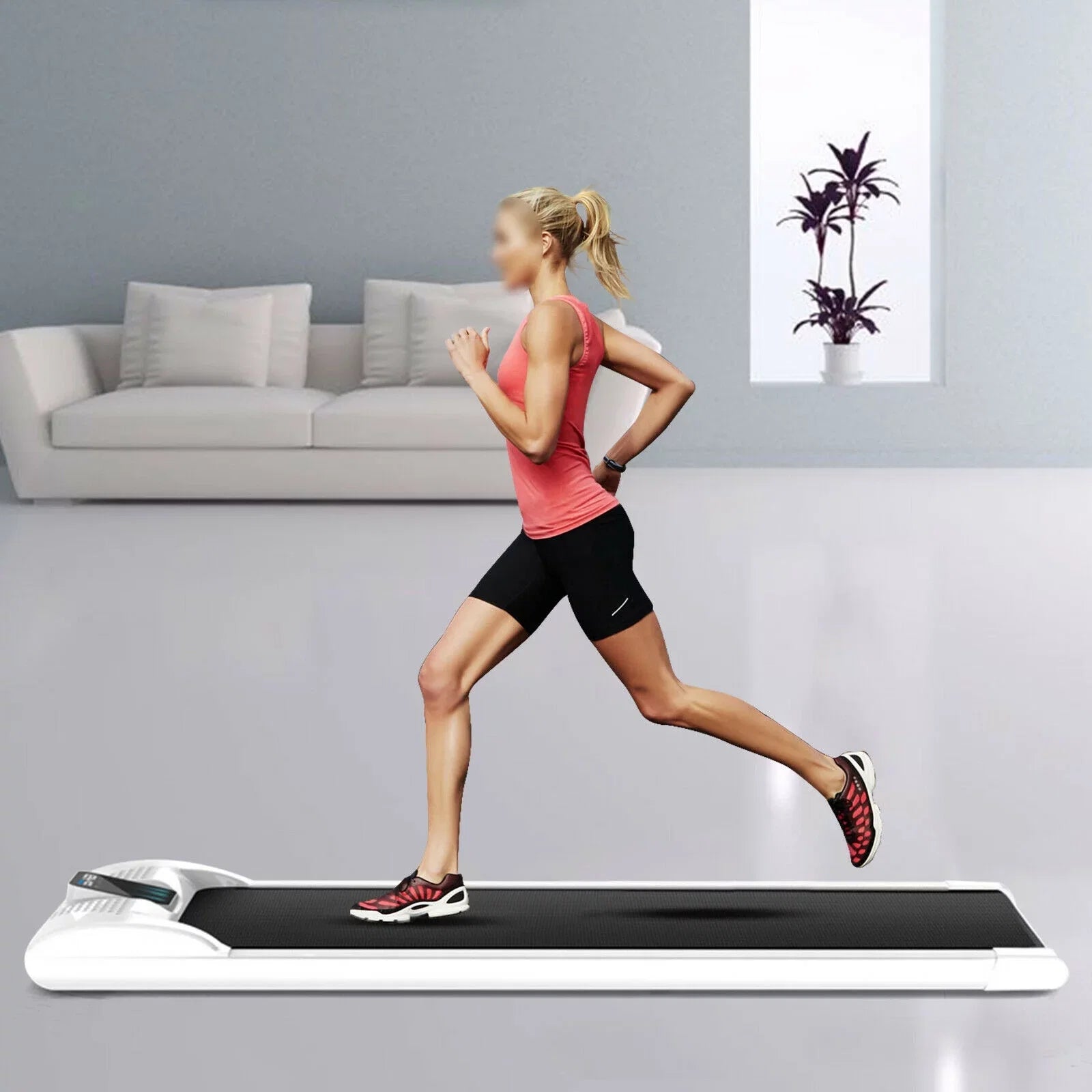 YIYIBYUS Treadmill Portable Powered Running Device Under Desk Walking Pad Home Office Jogging Fitness System Compact
