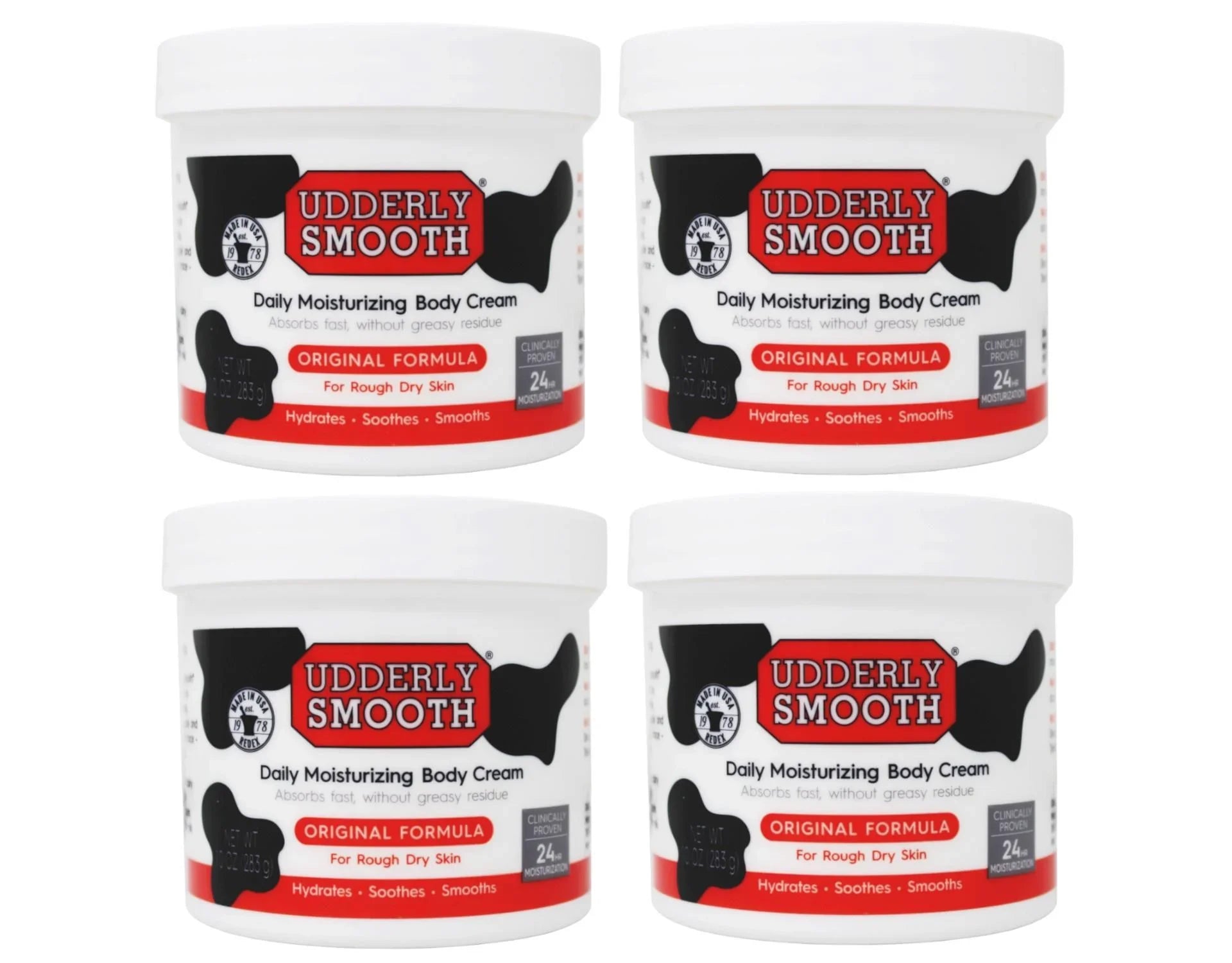 4 Pack - Udderly Smooth Body Cream Skin Moisturizer Original Formula for Rough Dry Skin; 10 Ounce