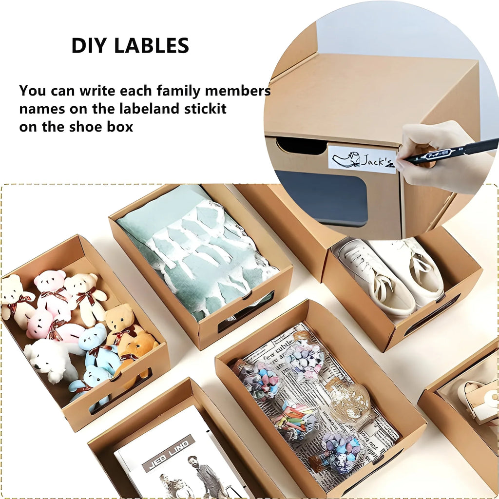 tonchean 10 Pack Cardboard Shoe Boxes - Stackable Shoes Storage Organizer Kraft Drawer Boxes with Lids and Transparent Window-Gift