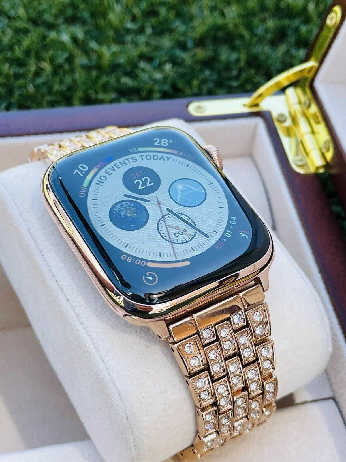 Custom 24K Rose Gold 45MM iWatch SERIES 7 Stainless Steel Rose Gold Band