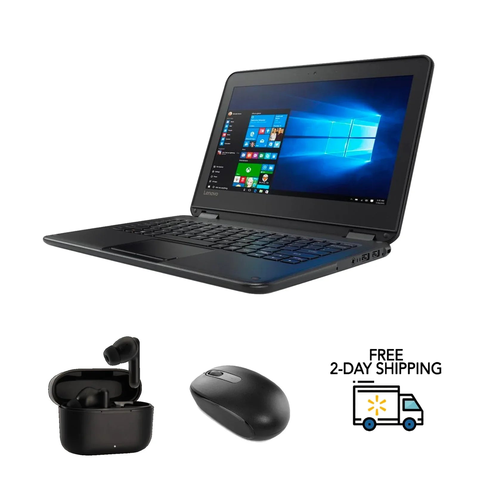 Refurbished Lenovo Chromebook N23 Touch Screen Intel Celeron N3060 1.60GHz; 4GB RAM ‎16GB SSD 11.6" LED w/ Wireless Earbuds and Mouse