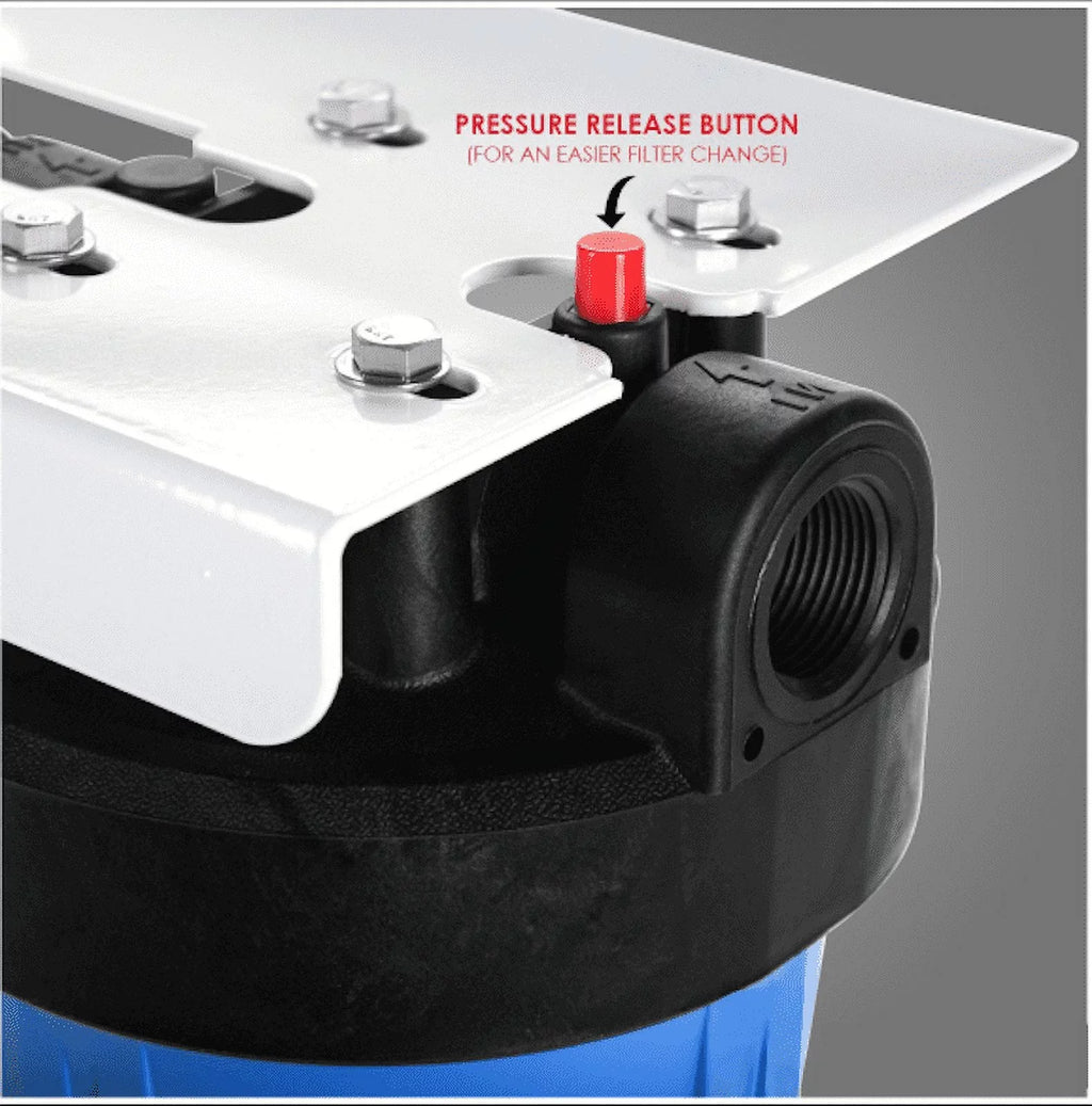 2 Pack: Big Blue Housing Canister Sump 1" NPT w/ Pressure Relief for 4.5" x 20" Whole House Filters