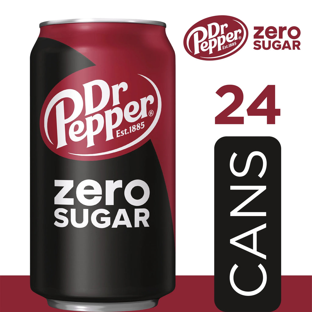 Dr Pepper Zero Sugar Soda Pop; 12 fl oz; 24 Pack Cans