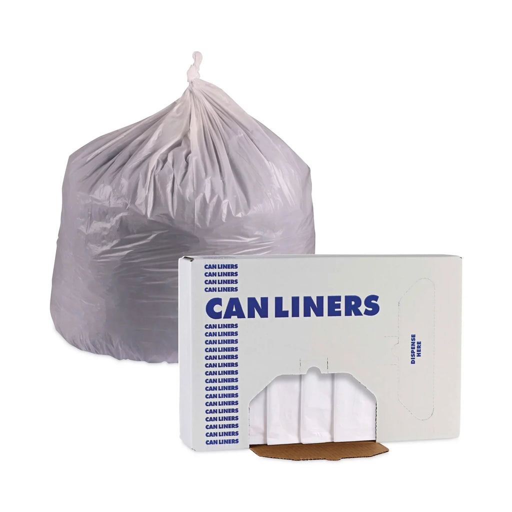 Boardwalk Linear Low Density Industrial Trash Bags; 45 gal; 0.9 mil; 40 x 46; White; 100/Carton