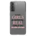 DistinctInk Clear Shockproof Hybrid Case for Galaxy S21+ PLUS 5G (6.7" Screen) - TPU Bumper Acrylic Back Tempered Glass Screen Protector - Real Girls Go Scuba Diving
