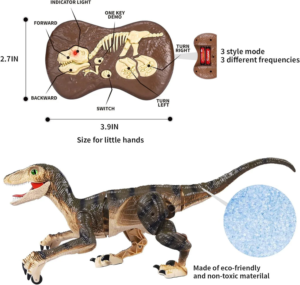 Remote Control Dinosaur Toys with Light up 3D Eyes; Shaking Head; Roaring Sounds; Walking Dinosaur Toy Gift for Kids Age 3-12 Years