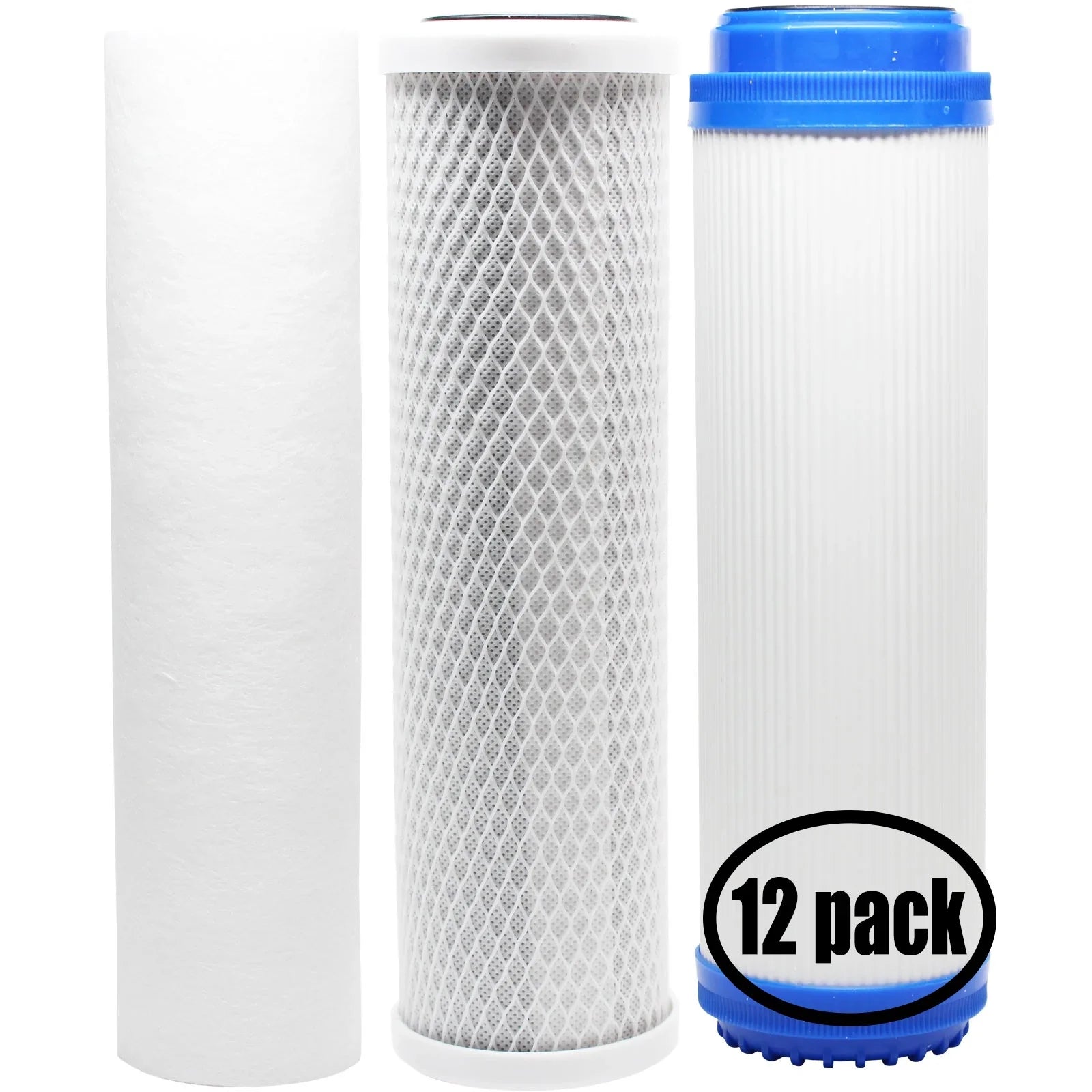 12-Pack Replacement for Filter Kit for Pentek 150072 RO System - Includes Carbon Block Filter; PP Sediment Filter & GAC Filter - Denali Pure Brand