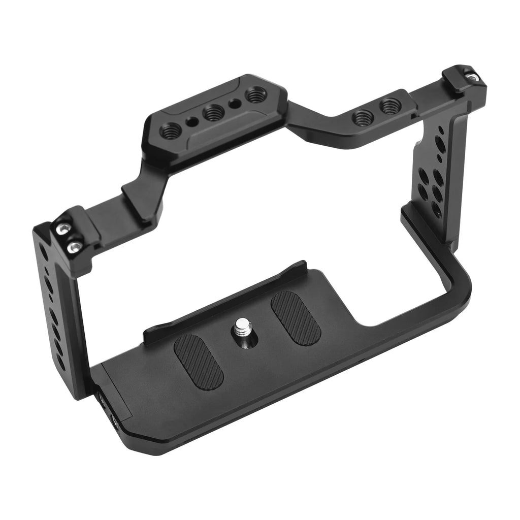 Andoer 2 Camera Cage; Aluminum Alloy Video Cage with Dual Cold Shoe Mounts; Sony A7R III/ A7R II/ A7S II Compatibility