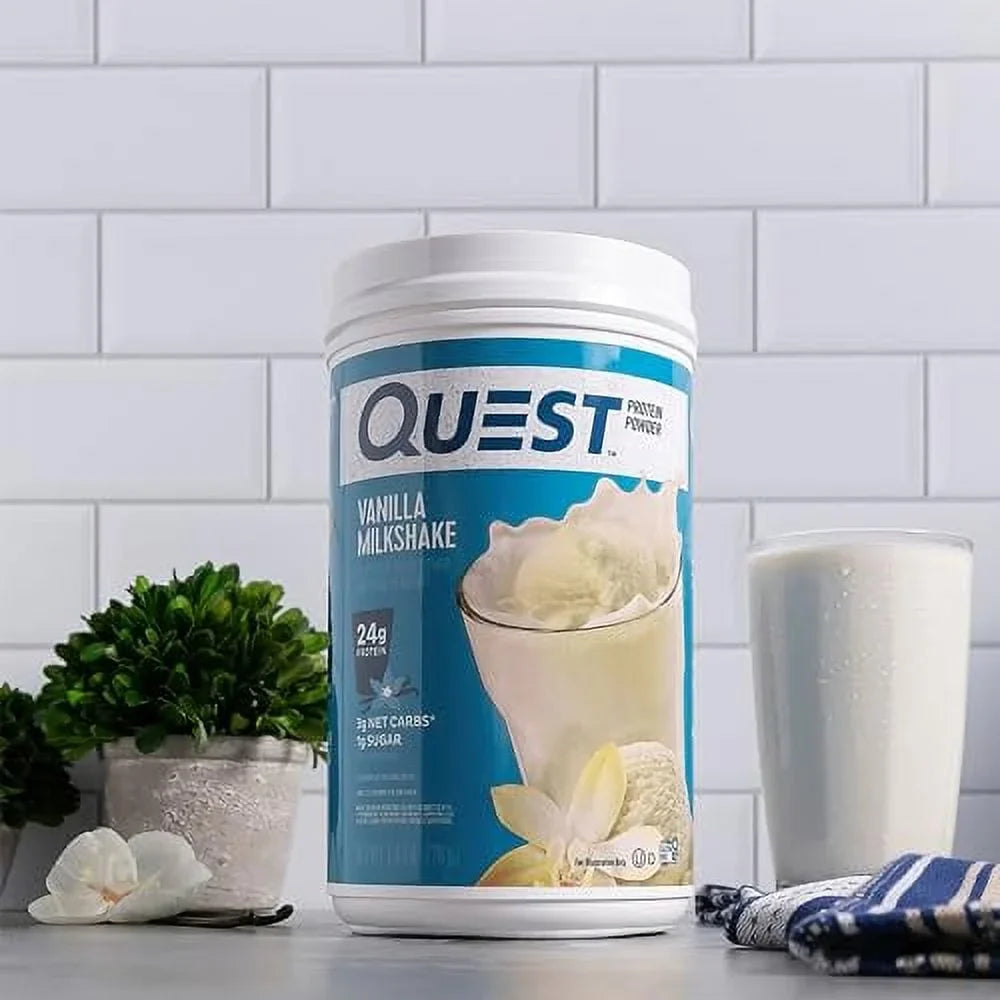 Quest Protein Powder; Vanilla Milkshake; 24g Protein; 1.6 lb.; 25.6 oz
