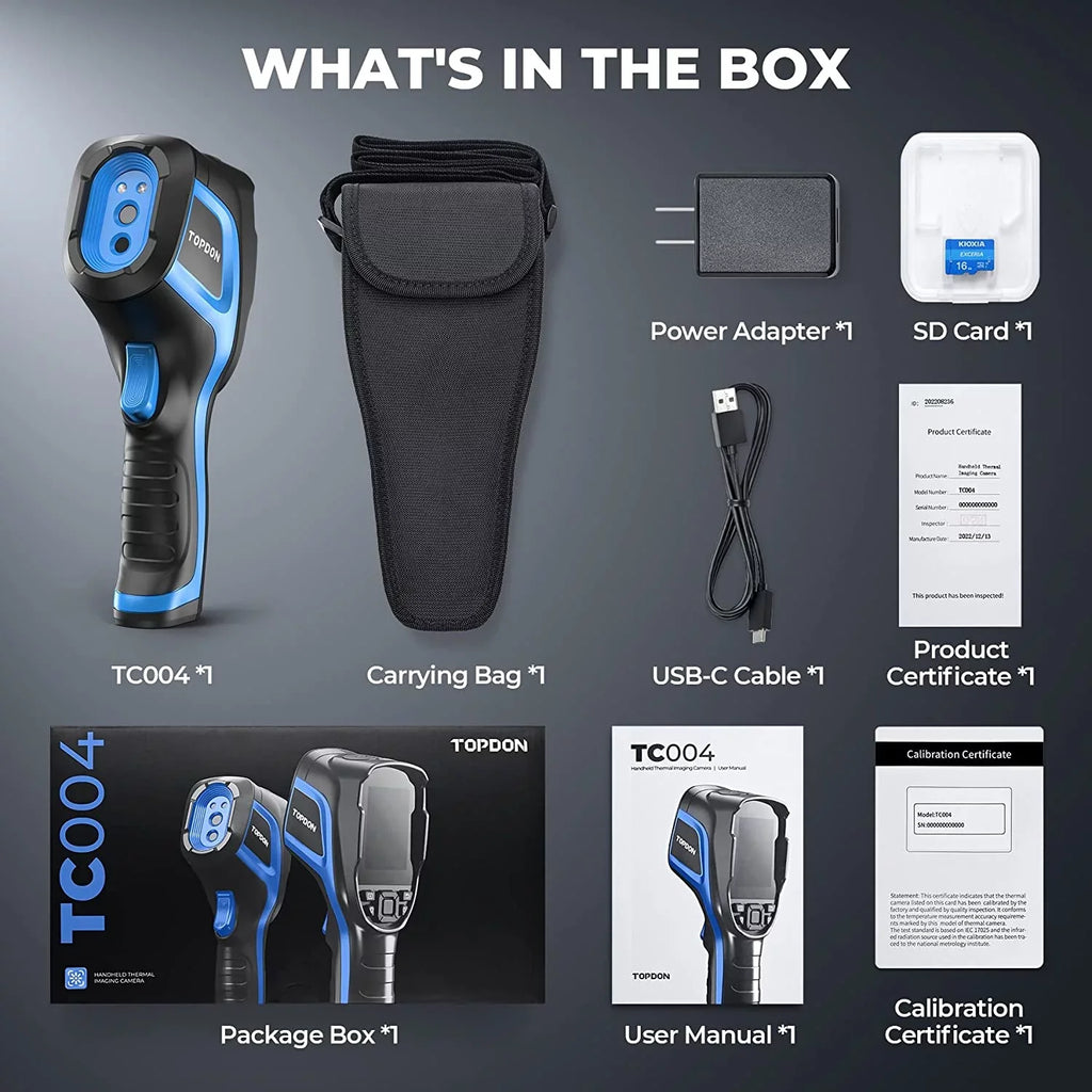 Thermal Imaging Camera; TOPDON TC004 256 x 192 IR High Resolution 12-Hour Battery Life Thermal Camera Handheld Infrared Camera