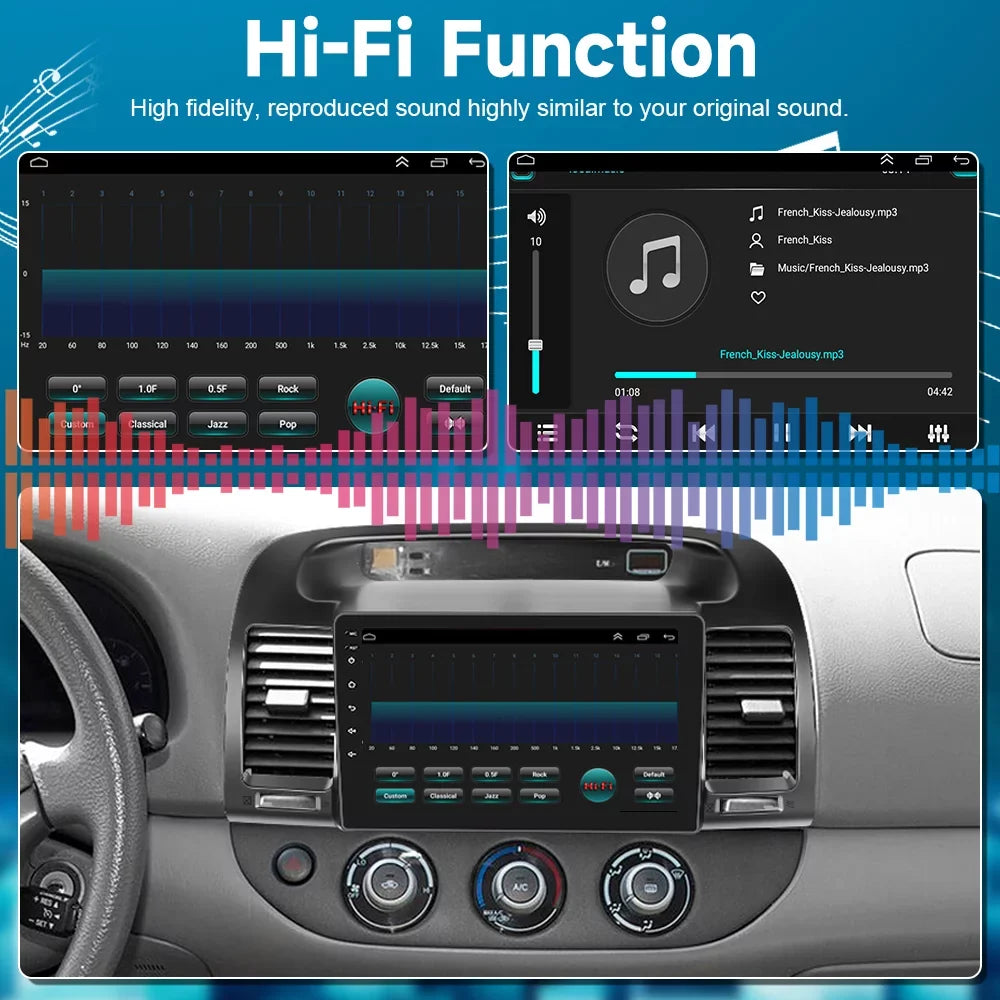 Podofo 2+64G Android 13 for Toyota Camry 2000-2003 Wireless Carplay Android Auto Mirror Link 9'' Touch Screen Car Stereo Radio WIFI GPS FM Bluetooth Hifi; AHD Backup Camera