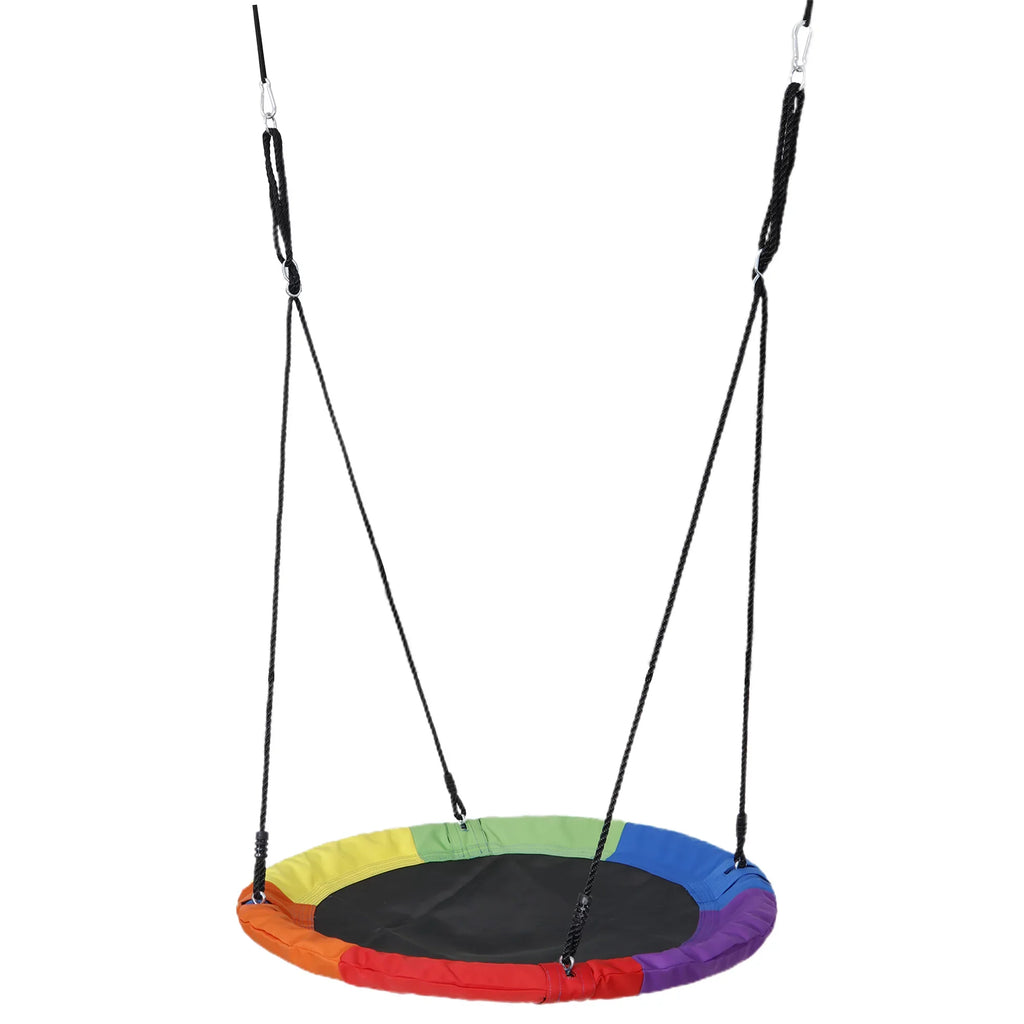 ZenSports 700lb Outdoor 40" Kids Saucer Web Tree Swing Set - 70’’ Adjustable Ropes 360 Rotate°; Steel Frame; UV Protection; Fluidproof; Multi-Color Rainbow