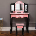 Topcobe Vanity Table Set with Mirror for Girls; 2 Drawers Makeup Table with Removable Desk Makeup Organizer; Pink Bedroom Dressing Table with Vanity Stool