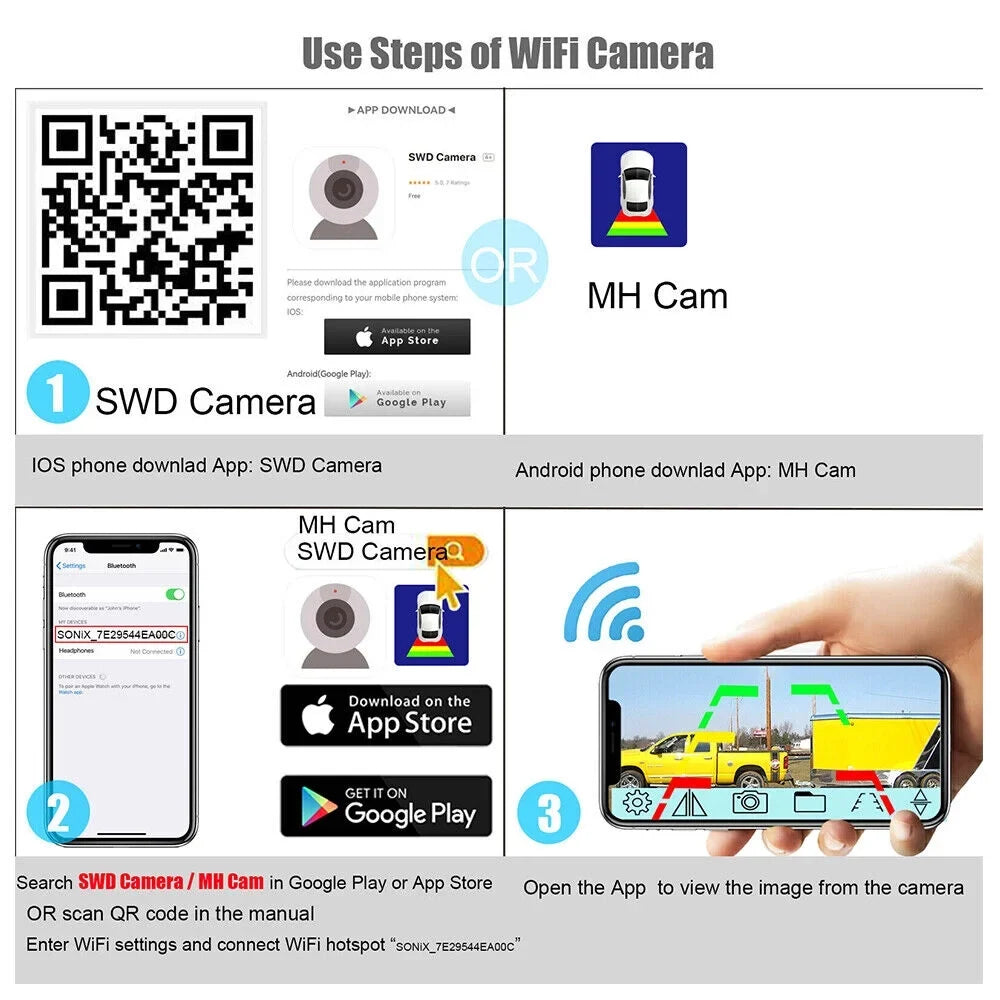 JahyShow Magnetic WiFi Wireless Backup Camera; Powerful 9600mAh Battery; Ideal for Front/Rear View
