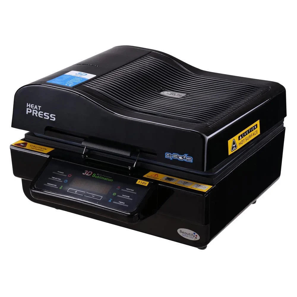 INTBUYING 3D Vacuum Sublimation Heat Press Device Mug Paper Inks Tape Rubber Clamps Transfer KIT